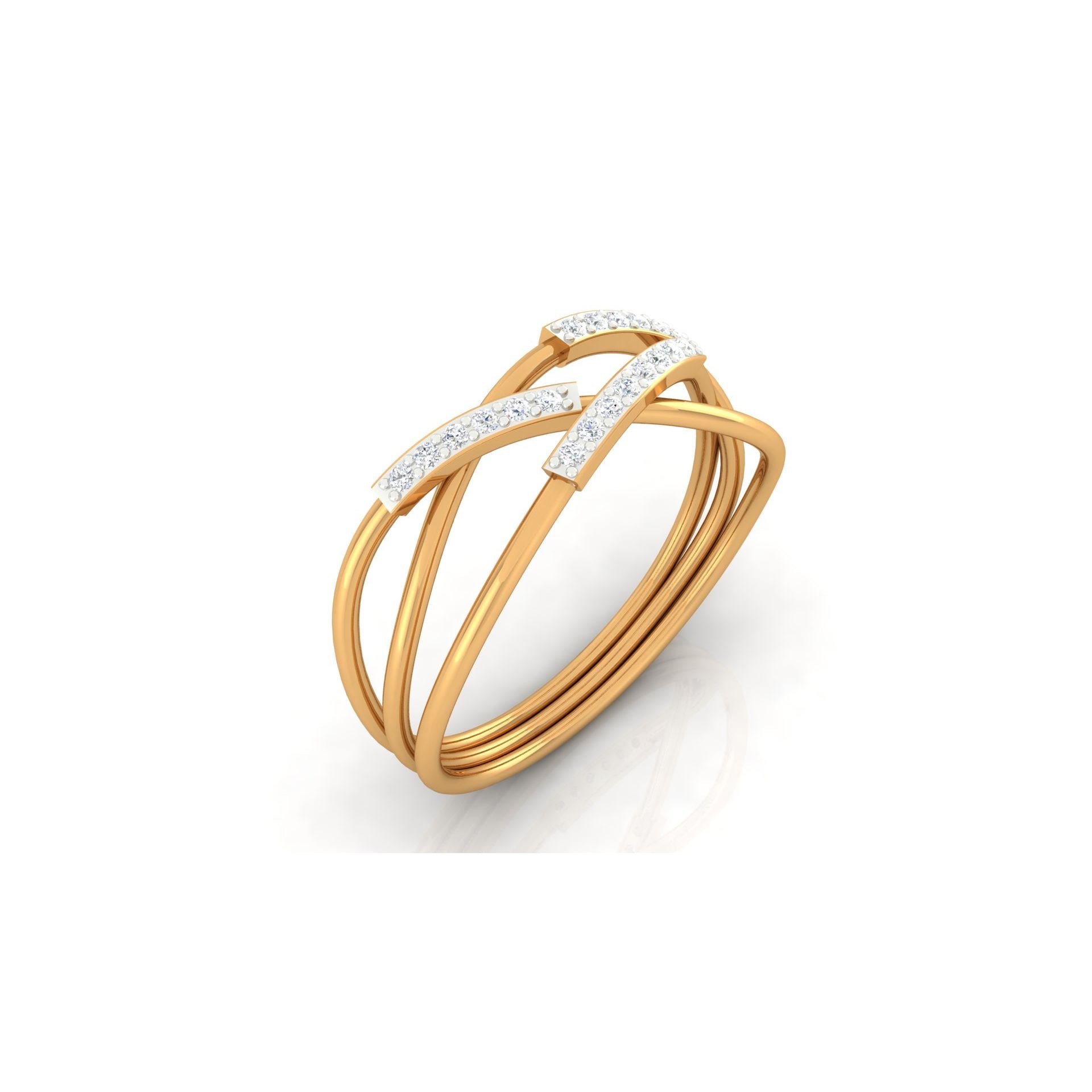 Adjustable Sterling Silver Unique Yellow Gold Intertwined Diamond Ring For Women