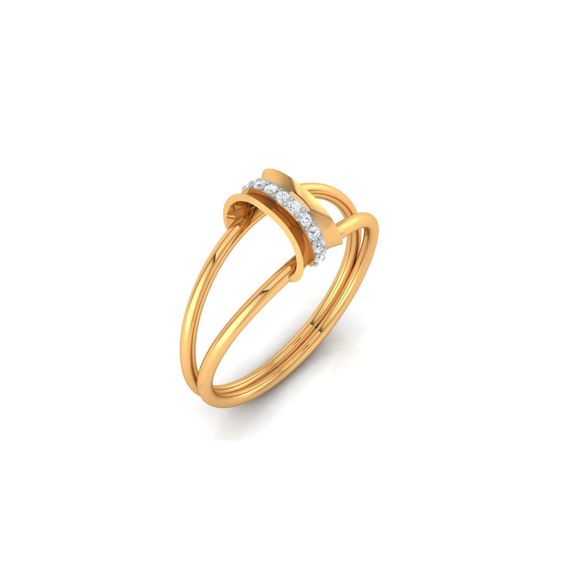 Sterling Silver Timeless Adjustable Row of Radiance Round Diamond Yellow Gold Ring For Women