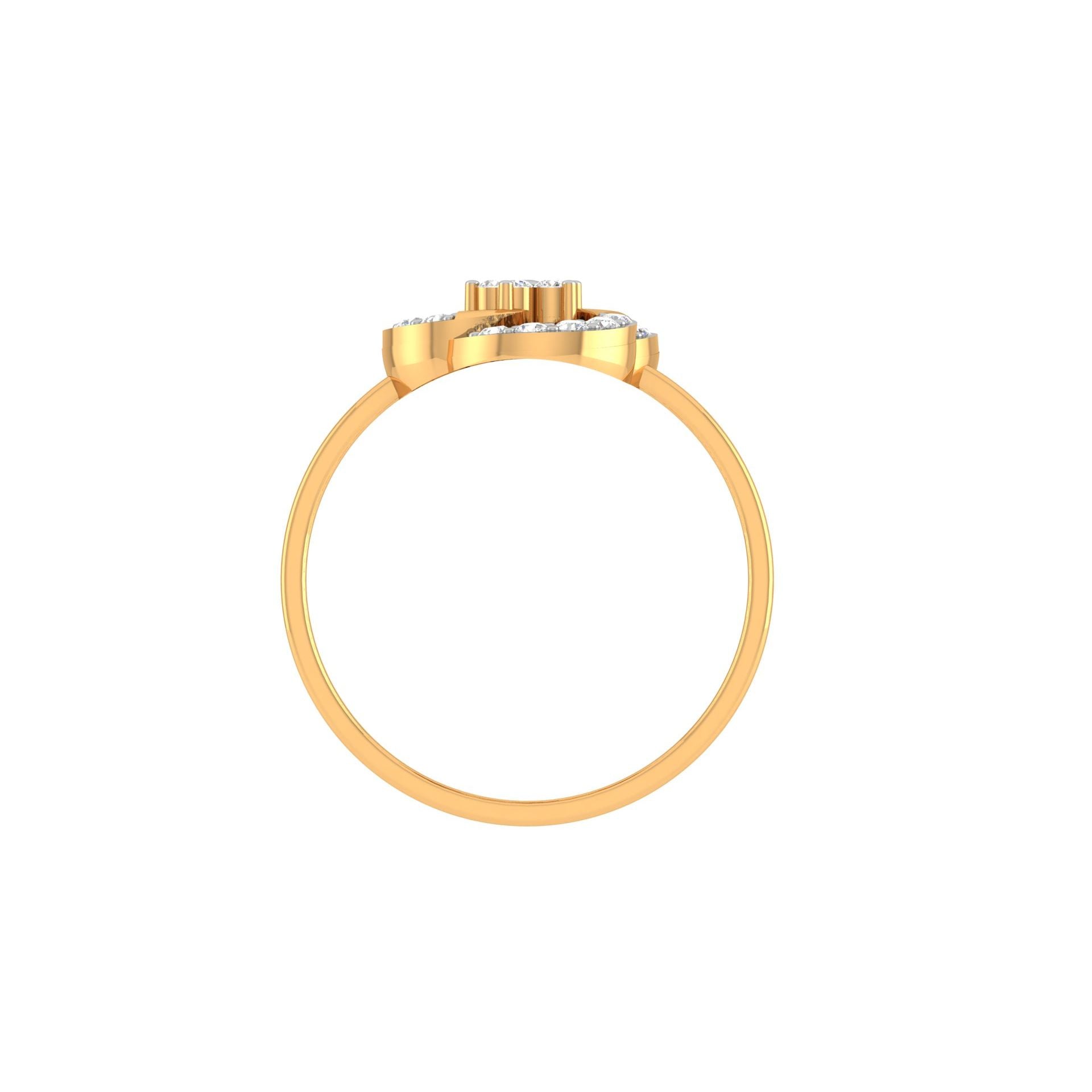 Adjustable Sterling Silver Luxury Yellow Gold Floral Round Diamond Ring For Women