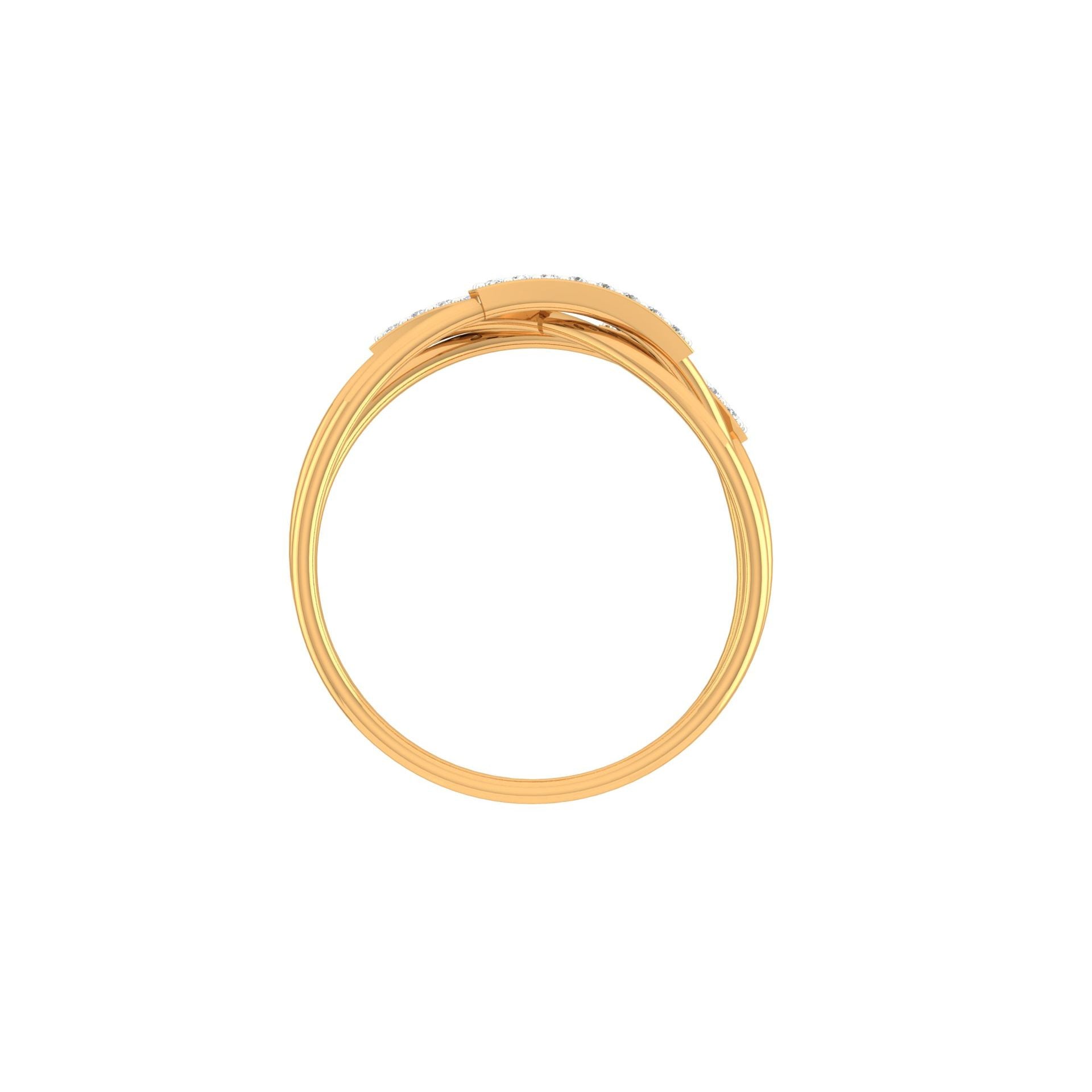 Adjustable Sterling Silver Unique Yellow Gold Intertwined Diamond Ring For Women