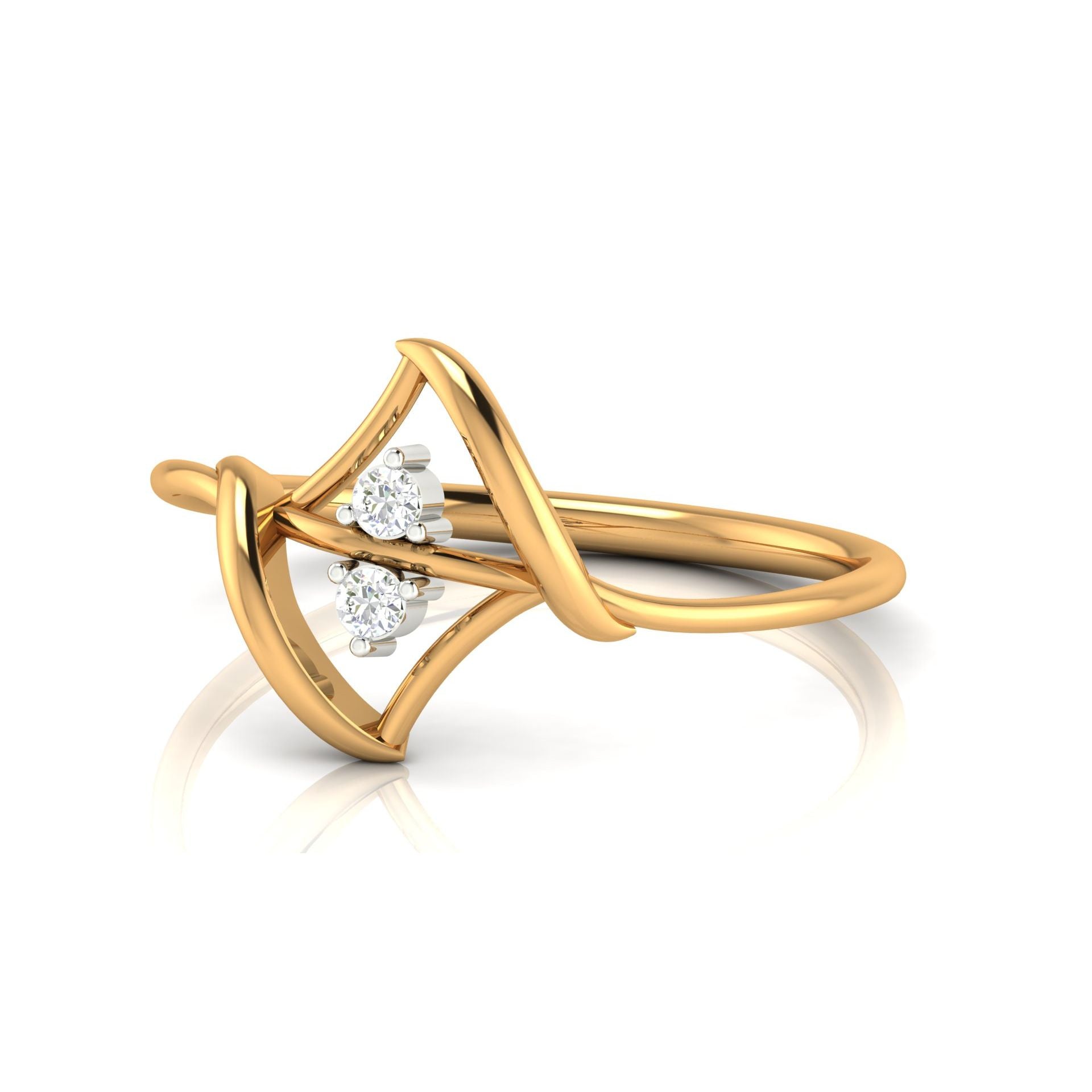 Silver Yellow Gold Adjustable Dual Triangular Loop Minimalist Twist Ring for Women