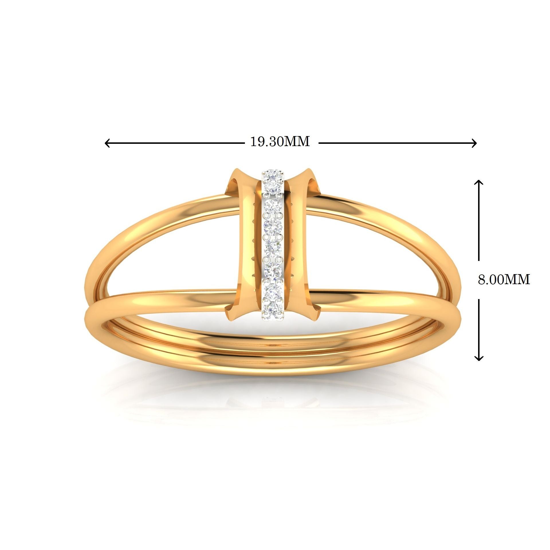 Sterling Silver Timeless Adjustable Row of Radiance Round Diamond Yellow Gold Ring For Women