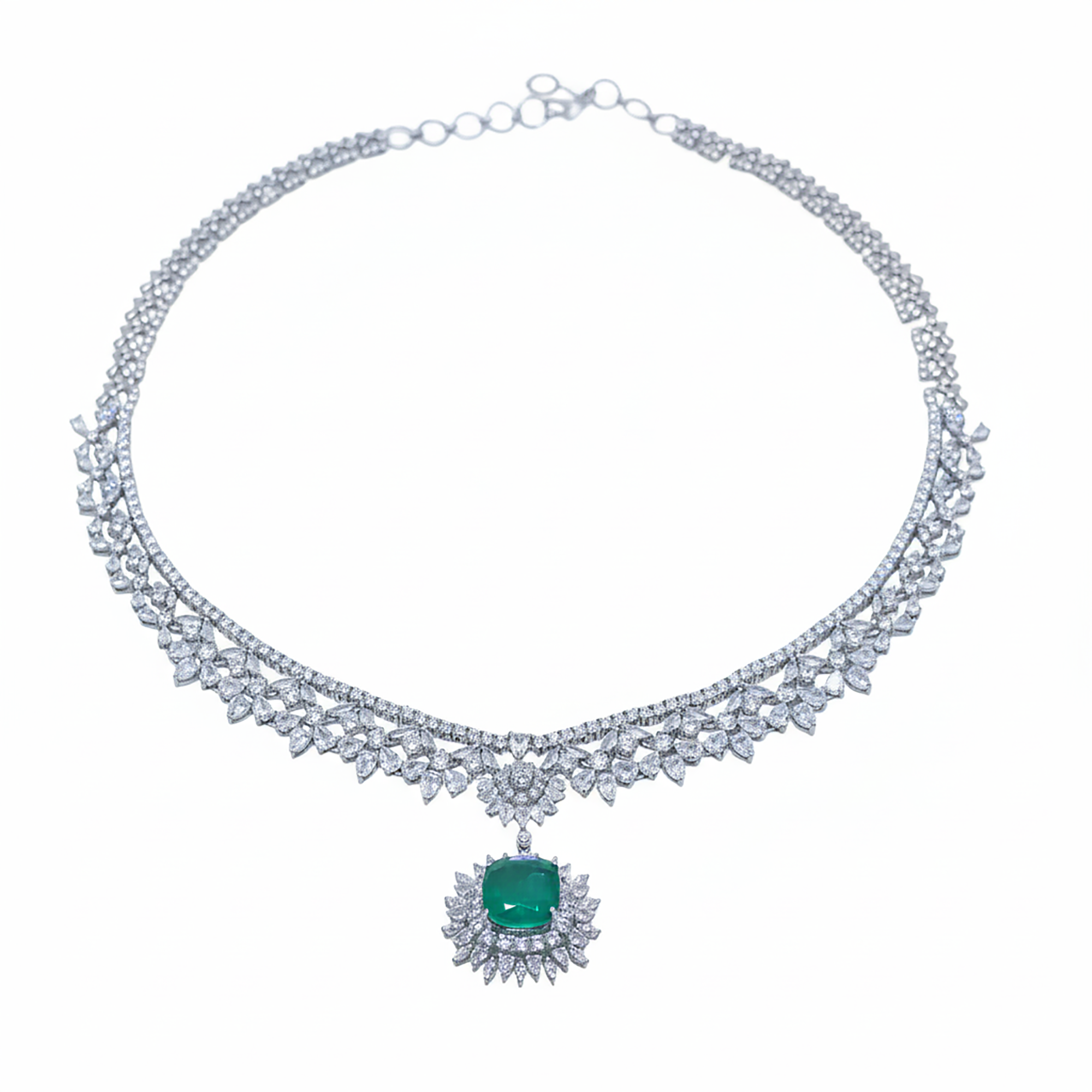 Sunburst Emerald May Birthstone Necklace