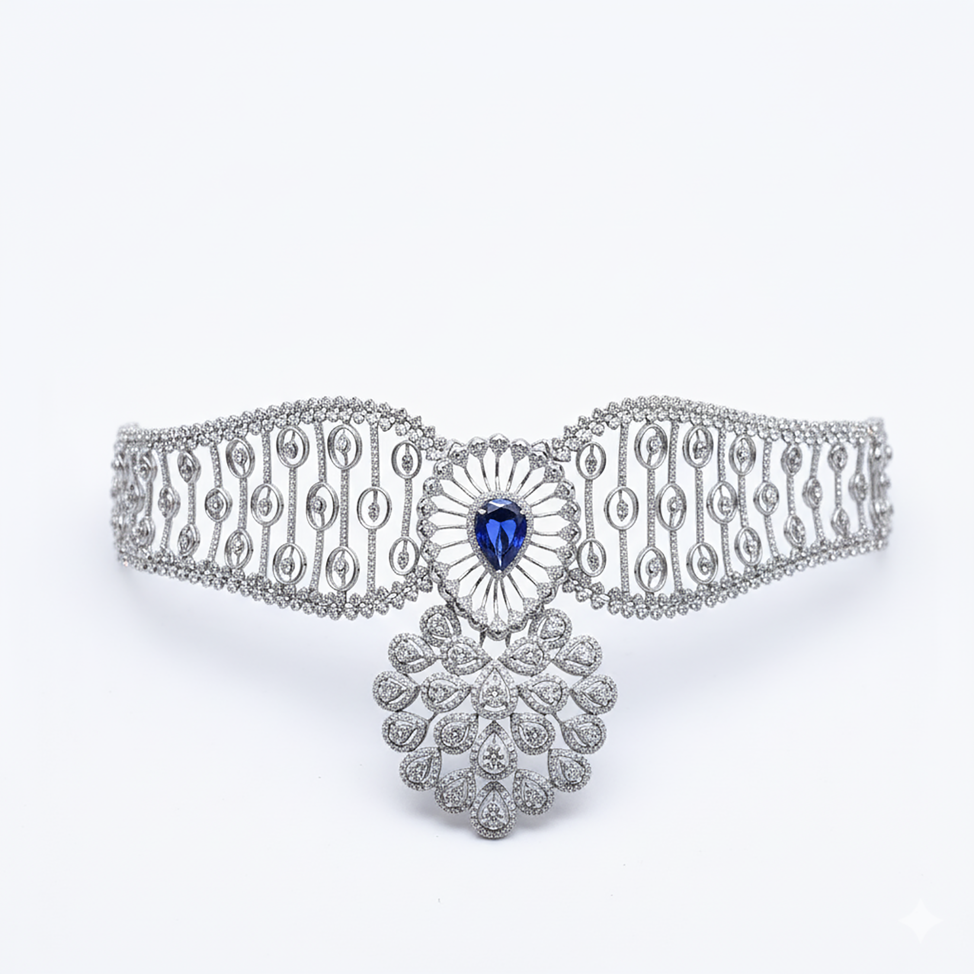 Elegant Sapphire Diamond Wedding Choker