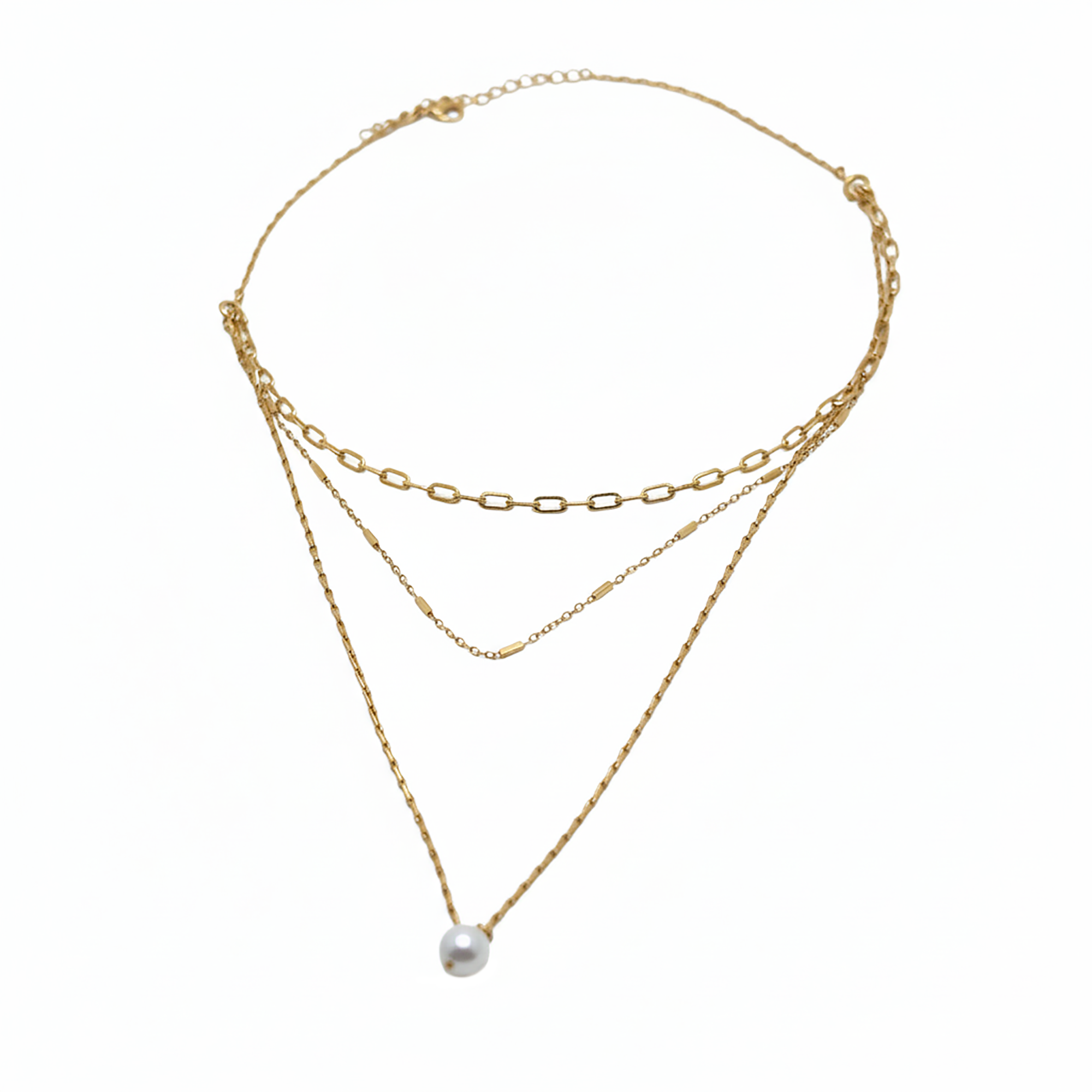Three Layered Gold Chain Necklace