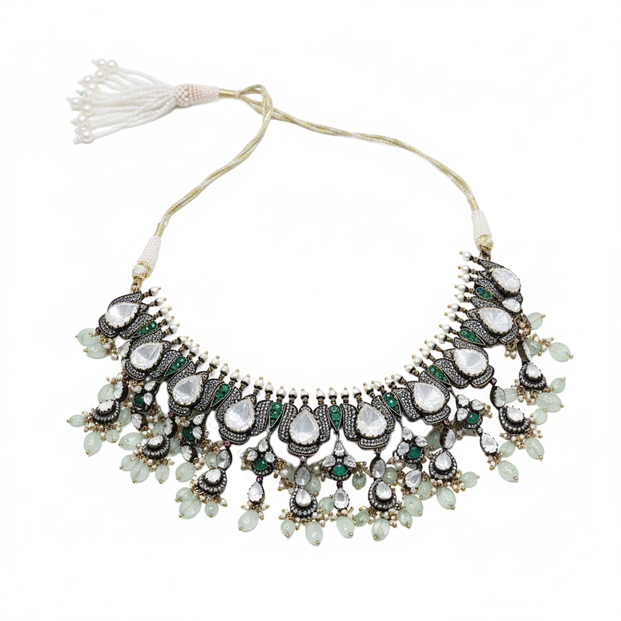 Victorian Kundan Necklace in Antique Gold Plating