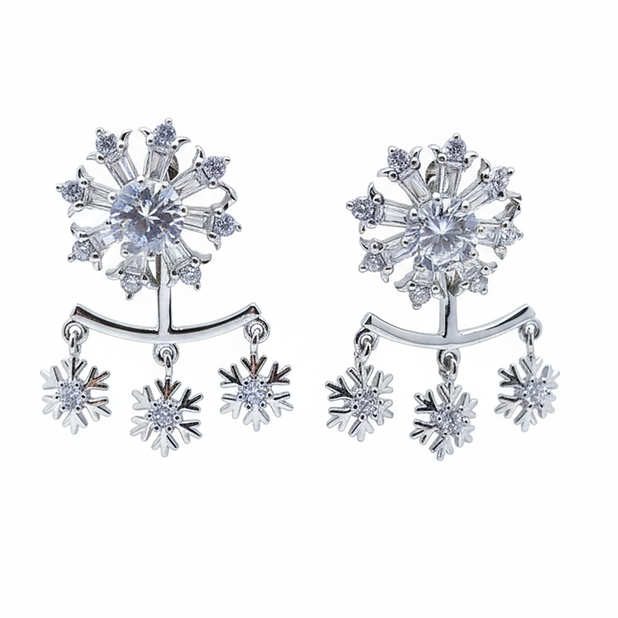 Elegant Snowflake Drop Earrings