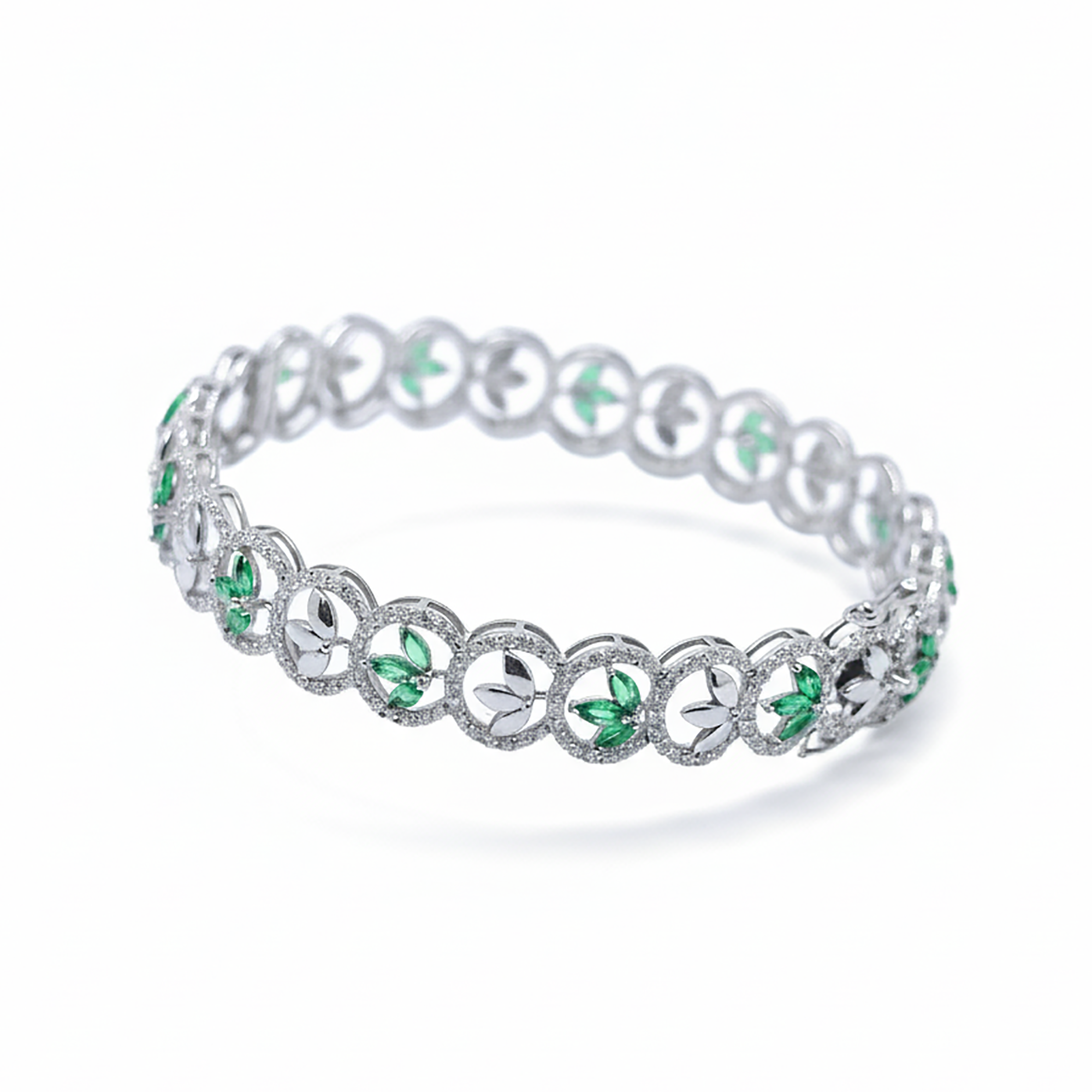 White Gold Paraiba Leaf Bracelet