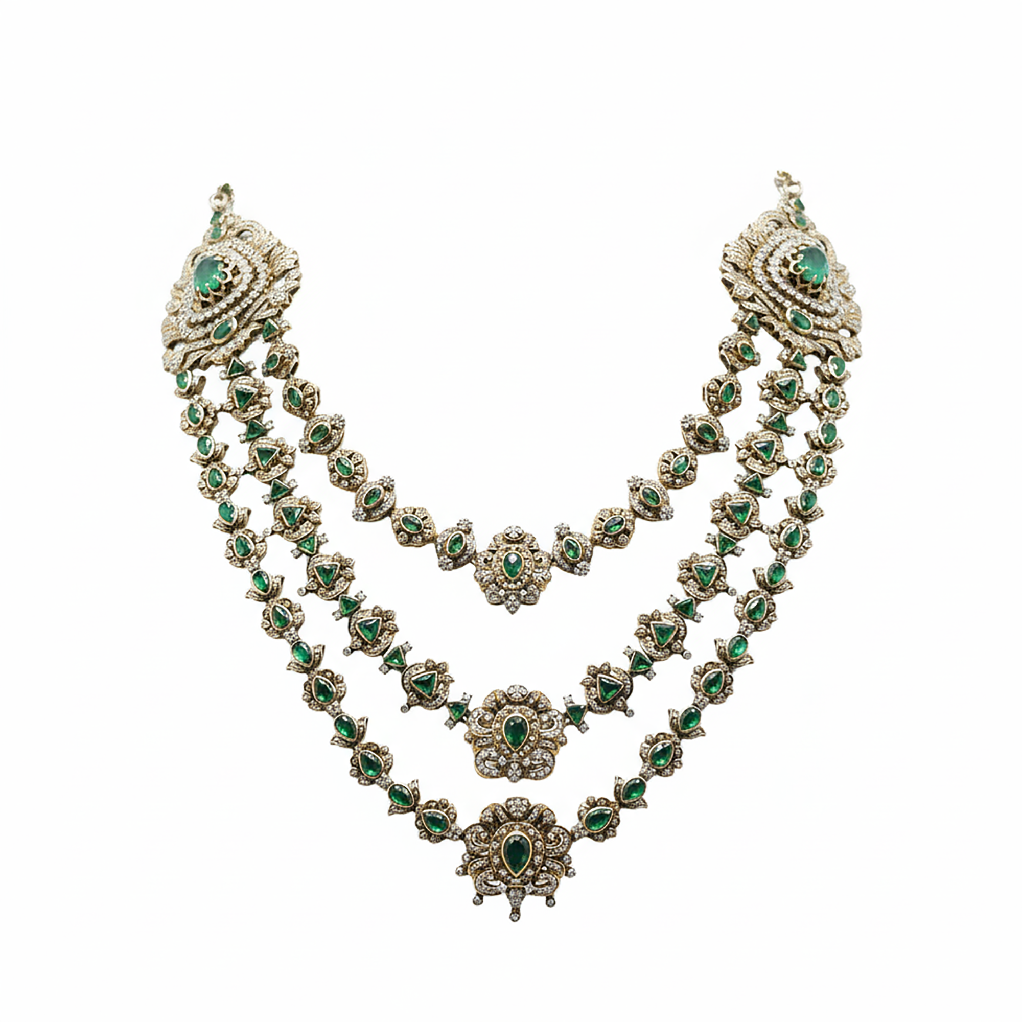 Royal Emerald Triple Layer Necklace