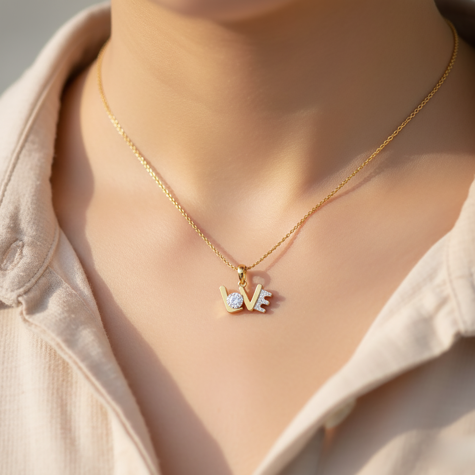 Gold Plated Love Script Pendant