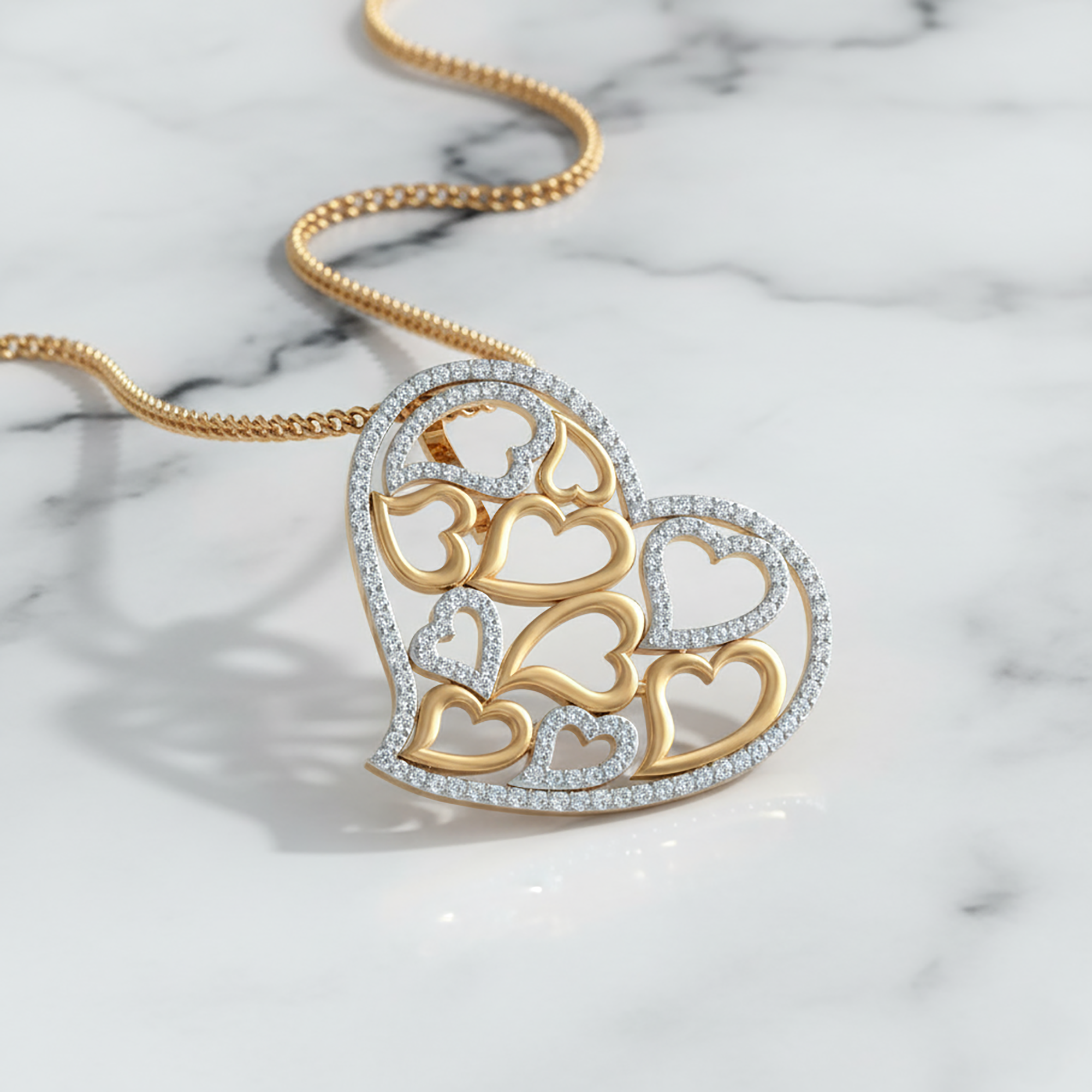 Gold Plated Multi Heart Pendant