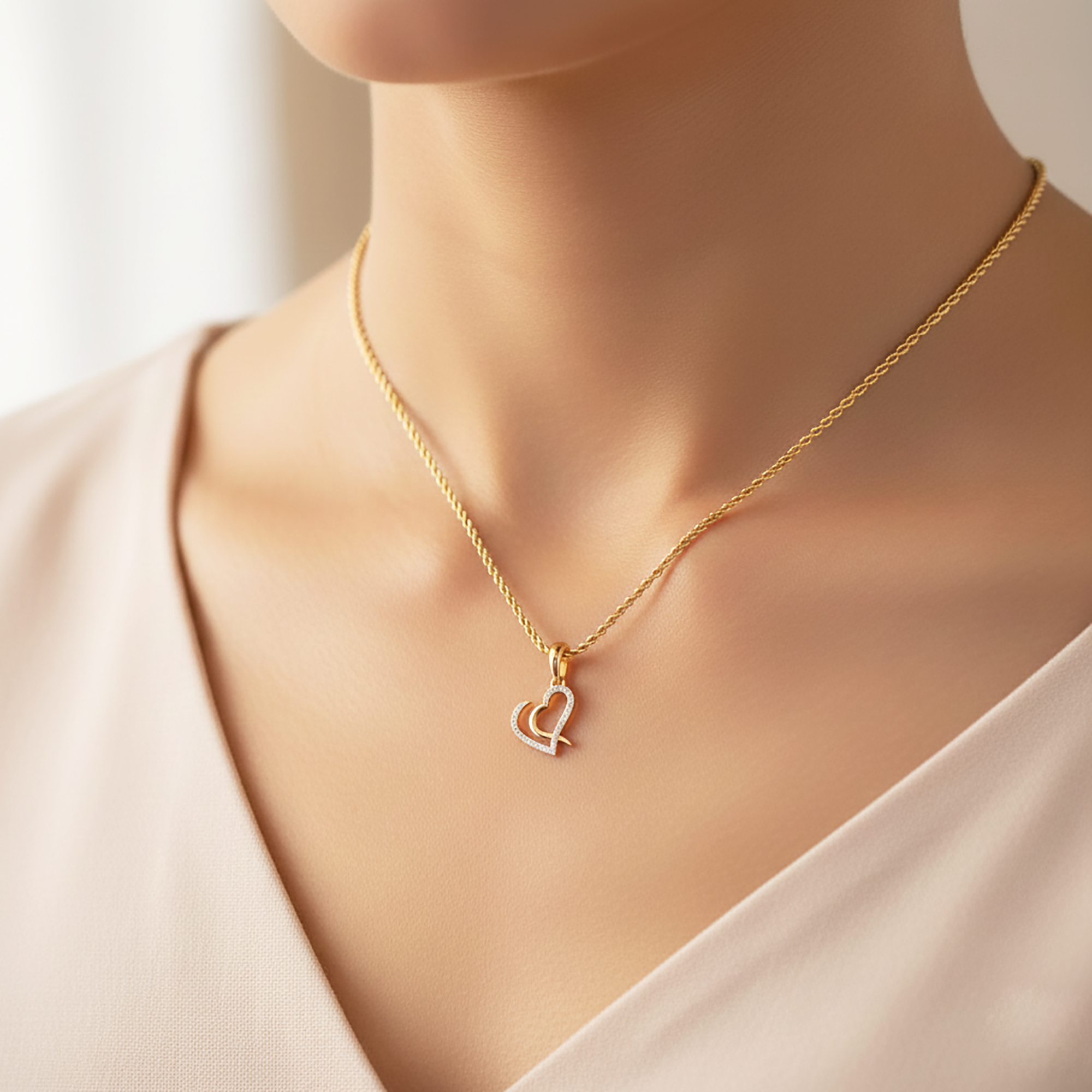 Open Heart Yellow Gold Pendant