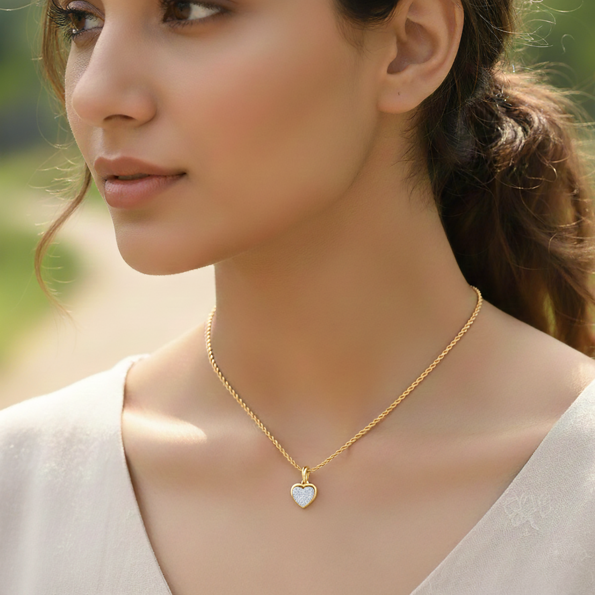 Gold Plated Heart Diamond Pendant