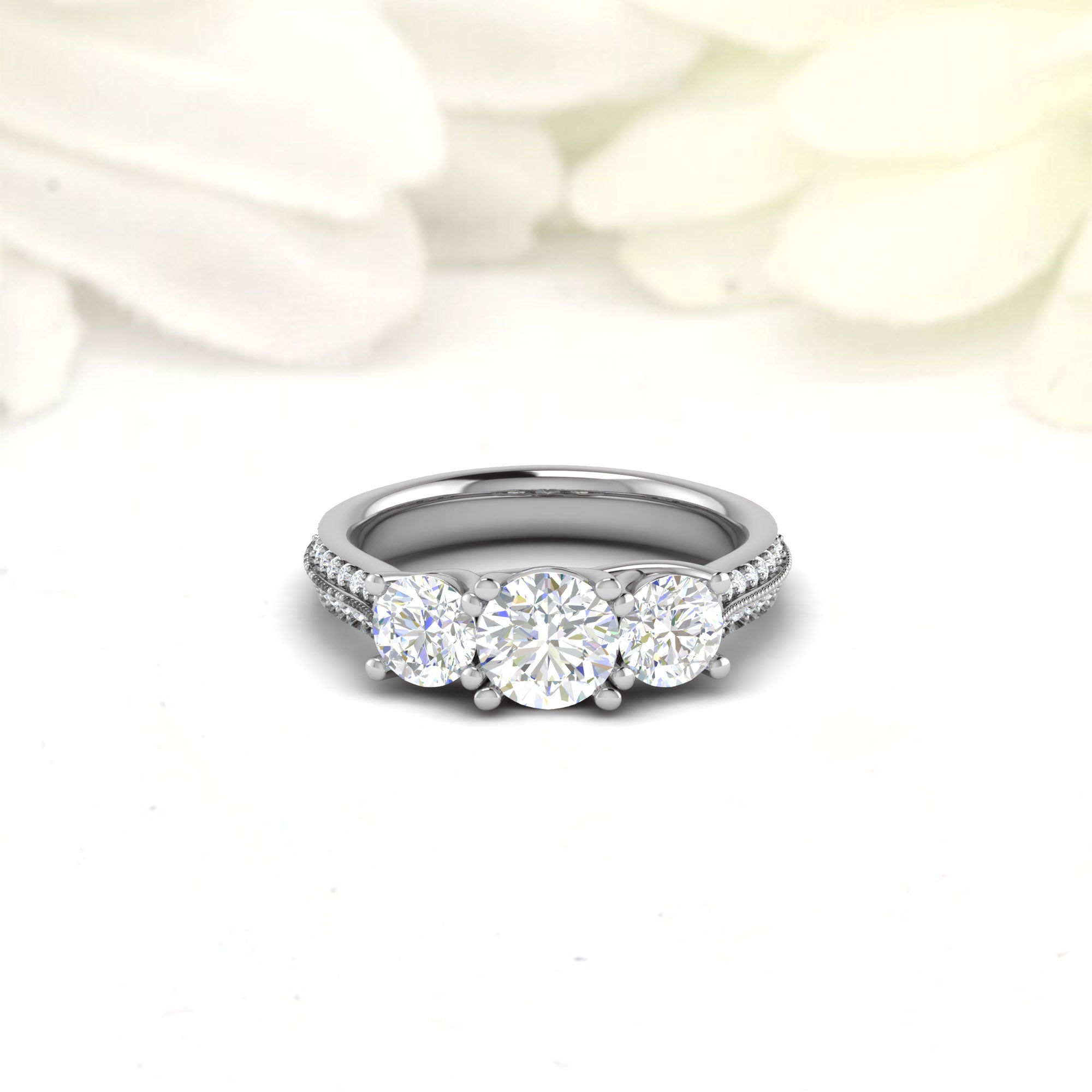 Three Stone Silver Ring