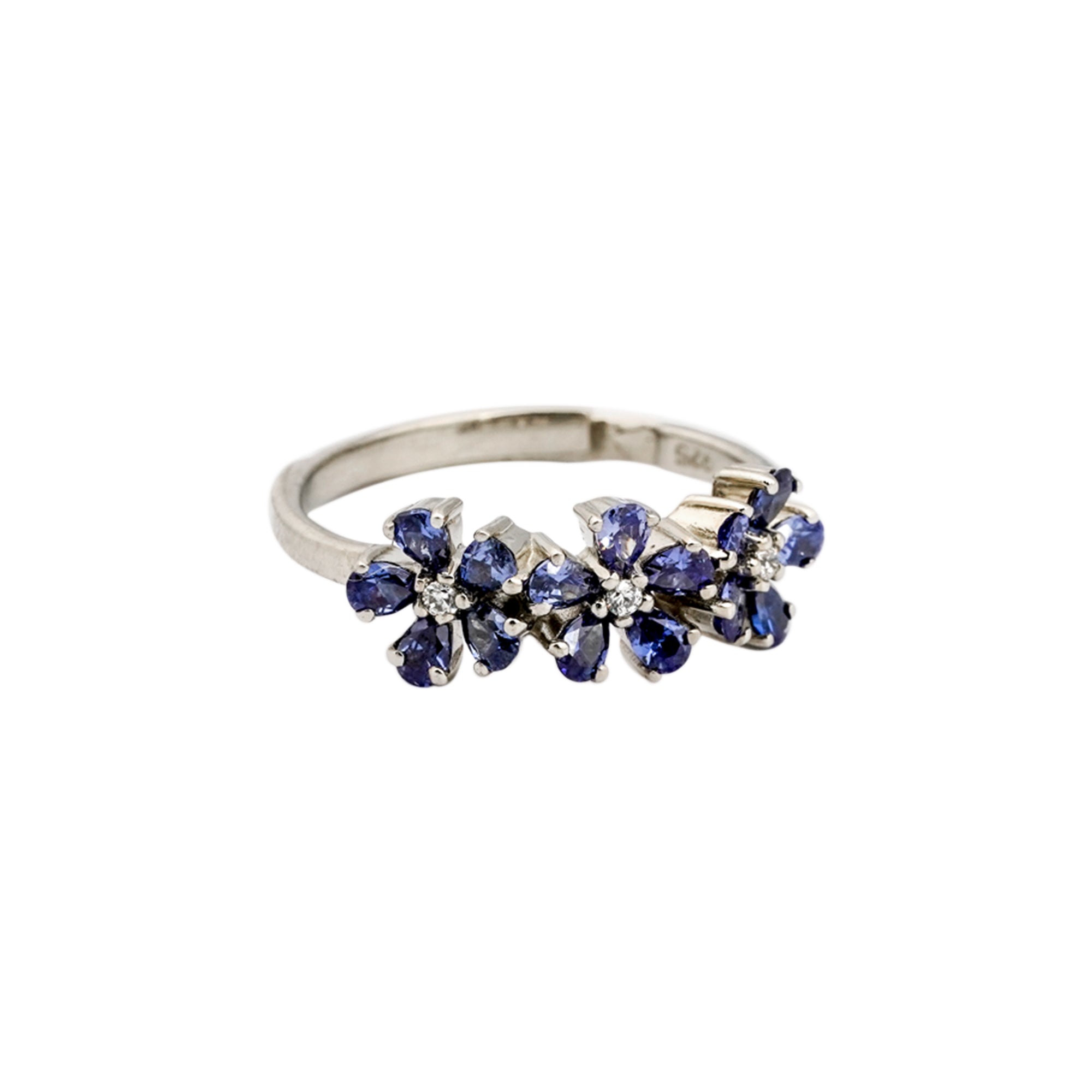 Sterling Silver Tanzanite Floral Ring