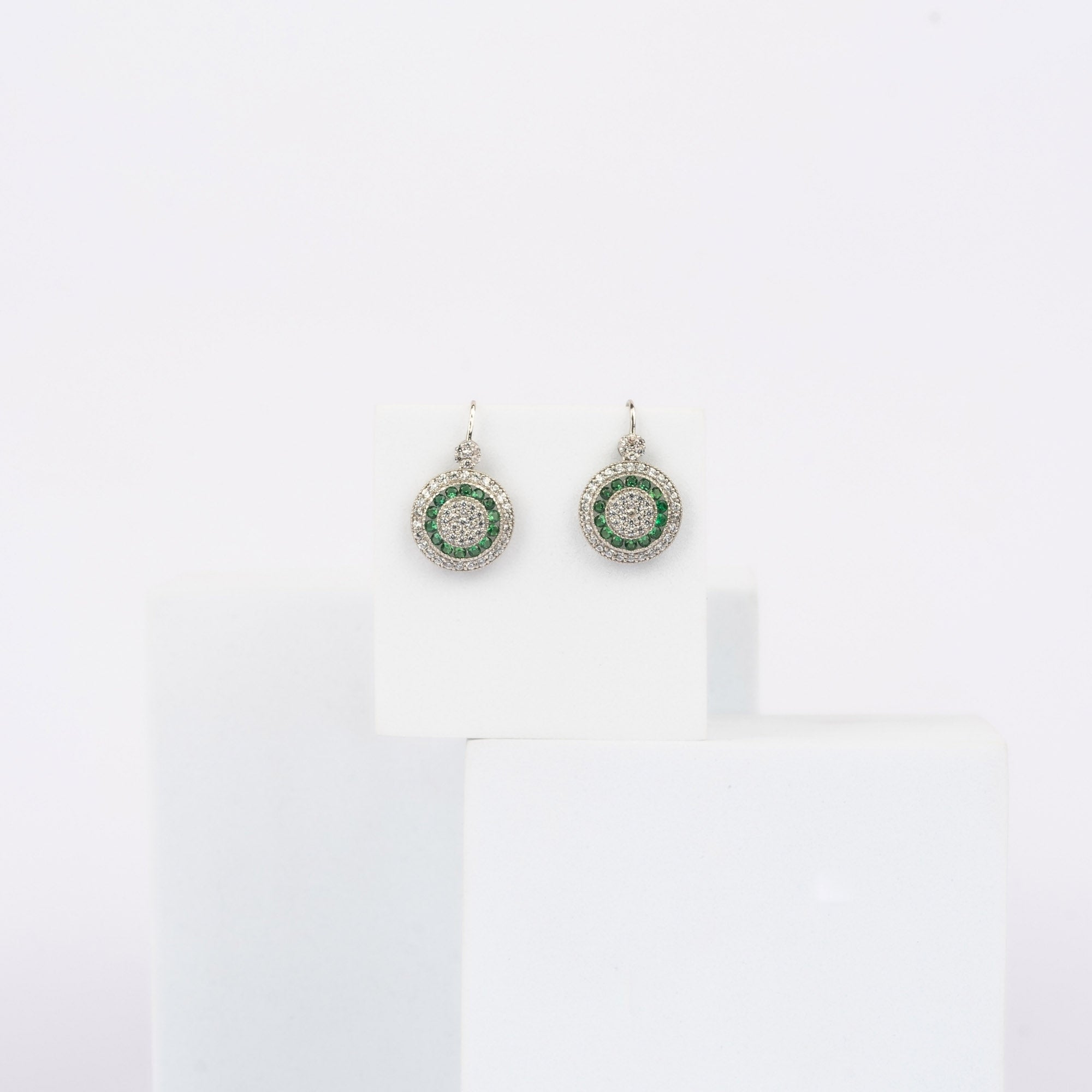Emerald Halo Drop Earring