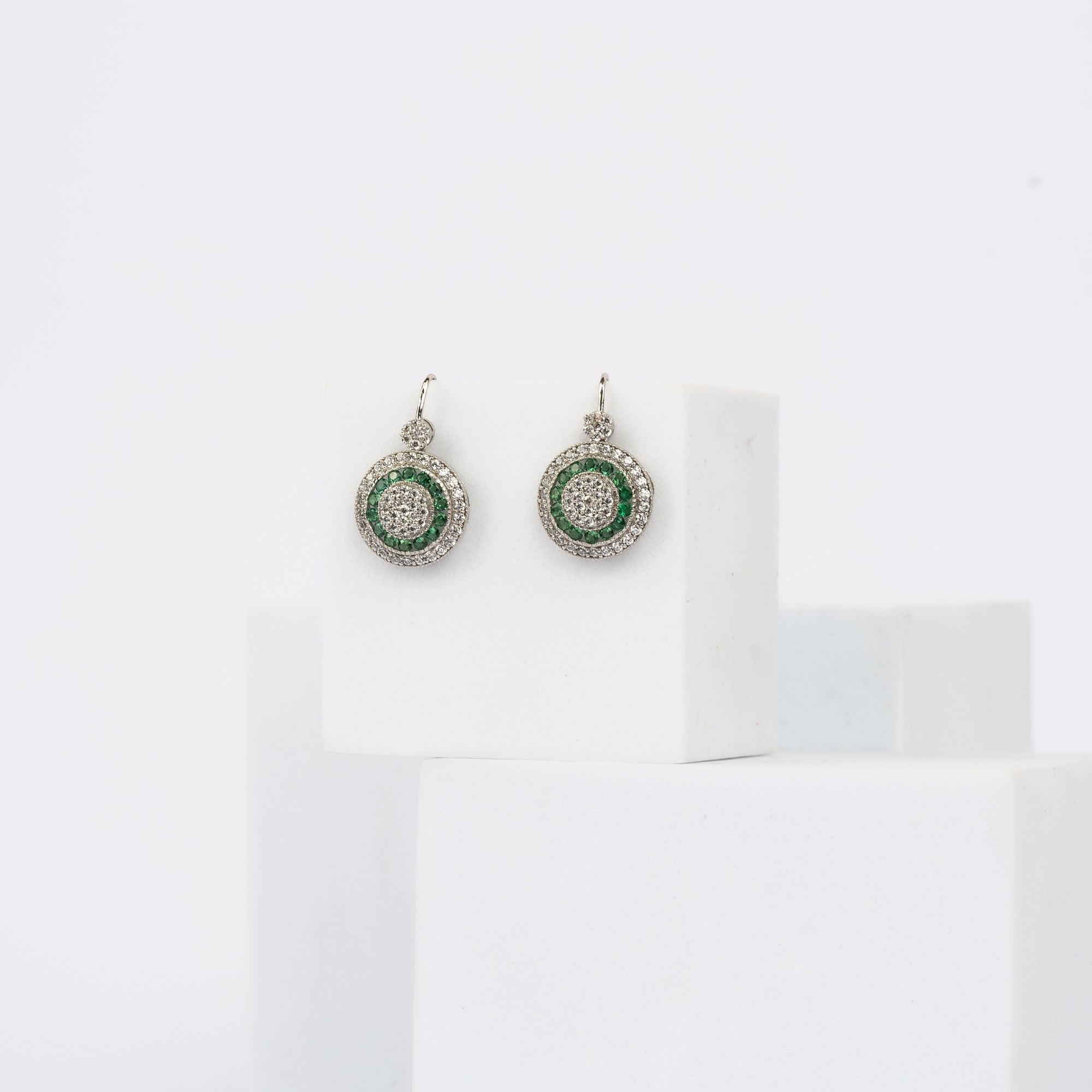 Emerald Halo Drop Earring