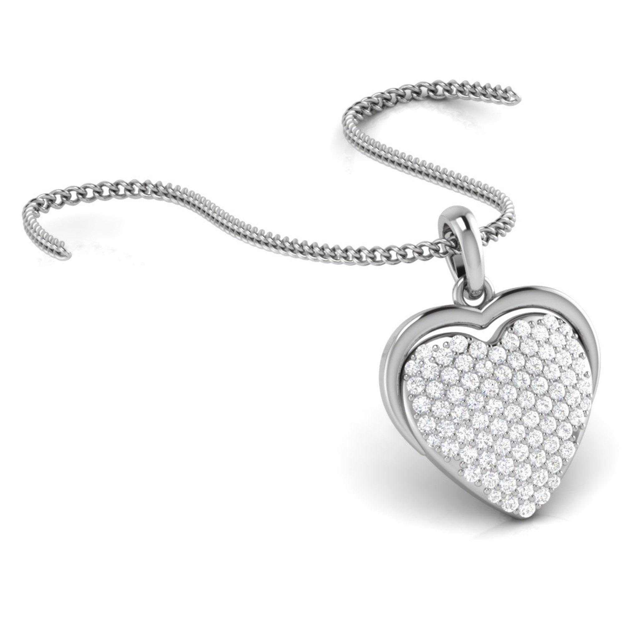 Sterling Silver Heart Diamond Pendant