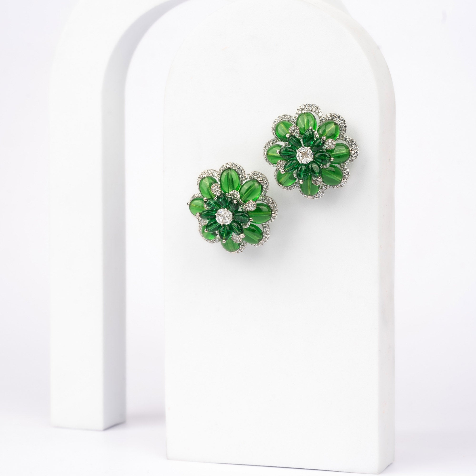 Radiant Green Flower Earring