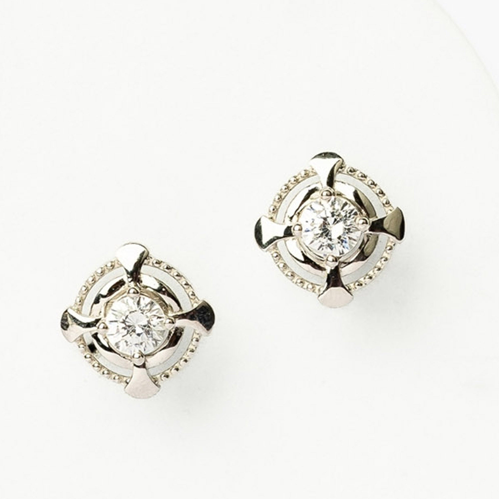 Milgrain Circular Diamond Stud Earrings