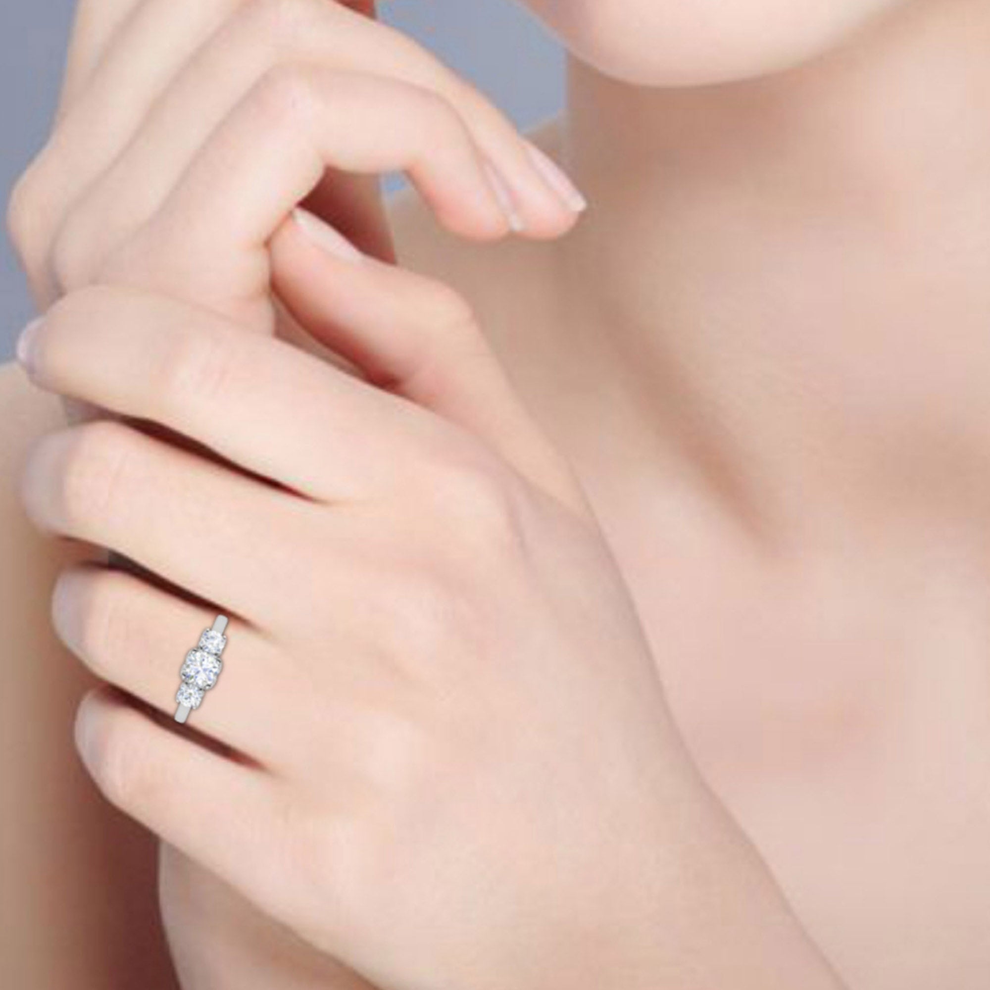 Classic Three Stone Sterling Silver Ring