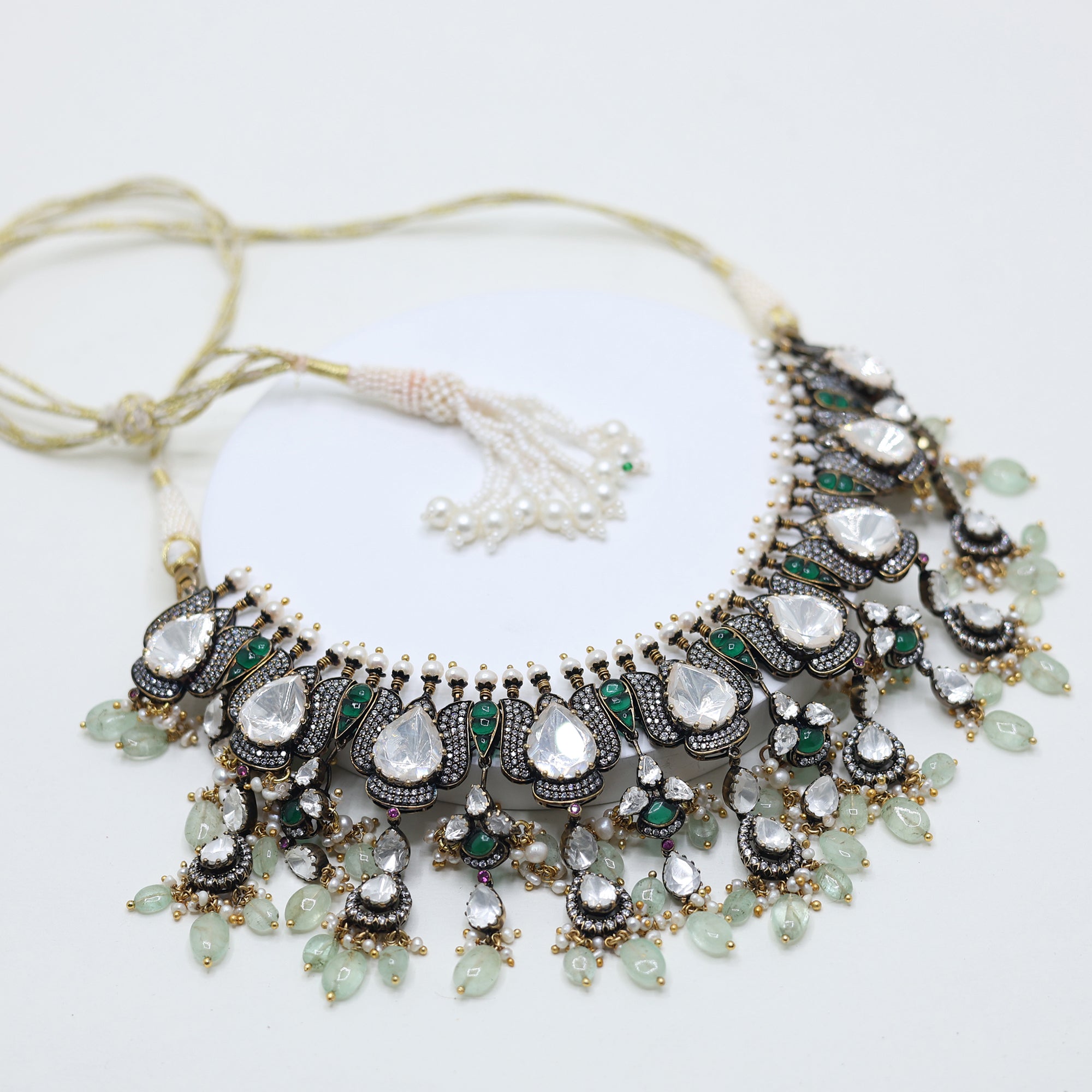 Victorian Kundan Necklace in Antique Gold Plating