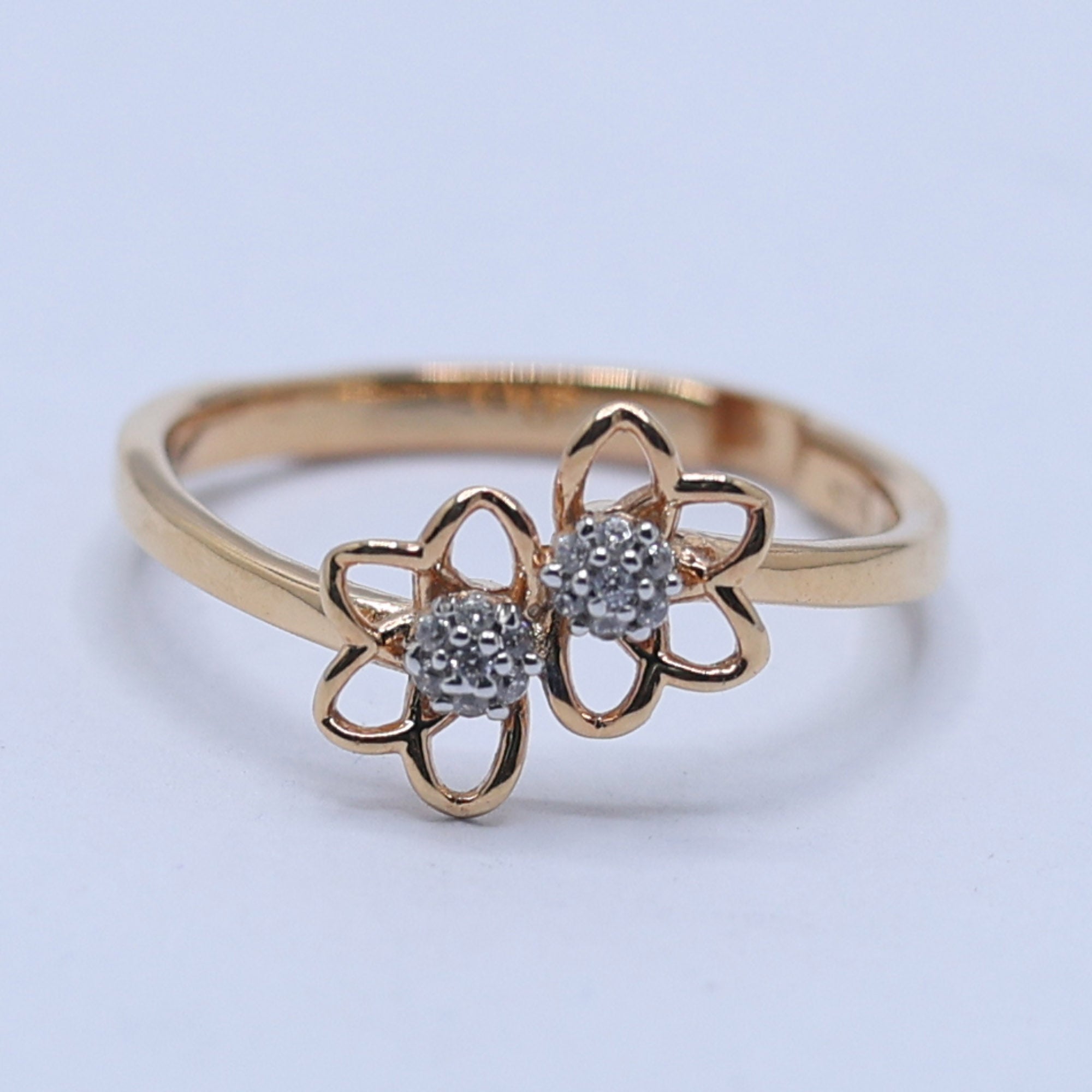 Elegant Dual Flower Diamond Ring
