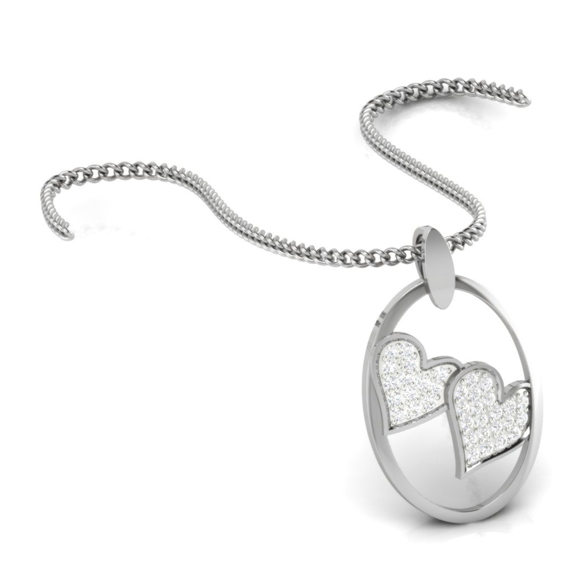 Twin Heart Pendant in Sterling Silver