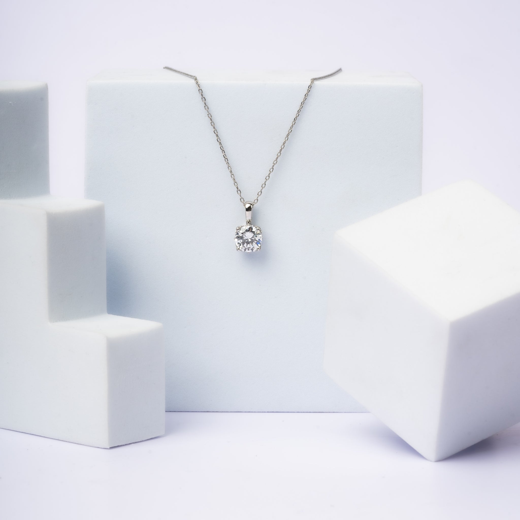 925 Sterling Silver Square Elegance Solitaire Pendant AUS-675