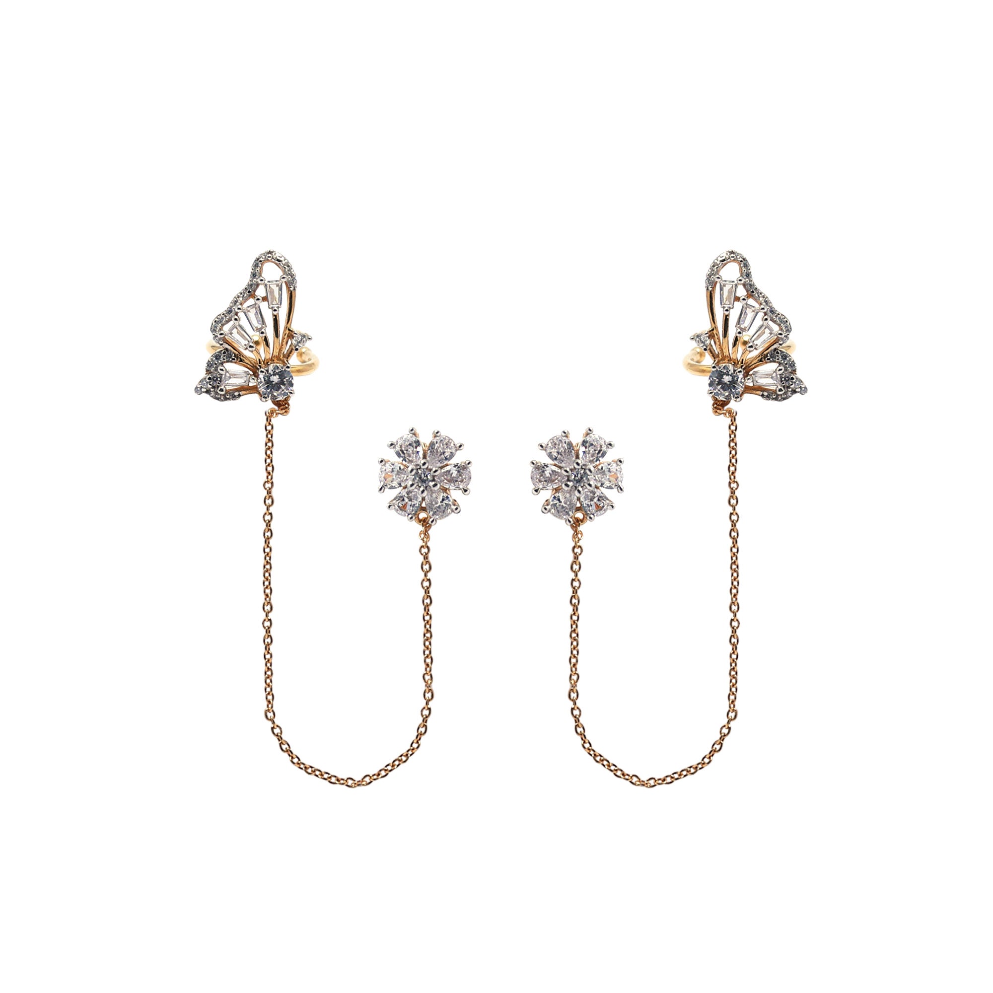 Elegant Yellow Gold Plated Butterfly Earrings