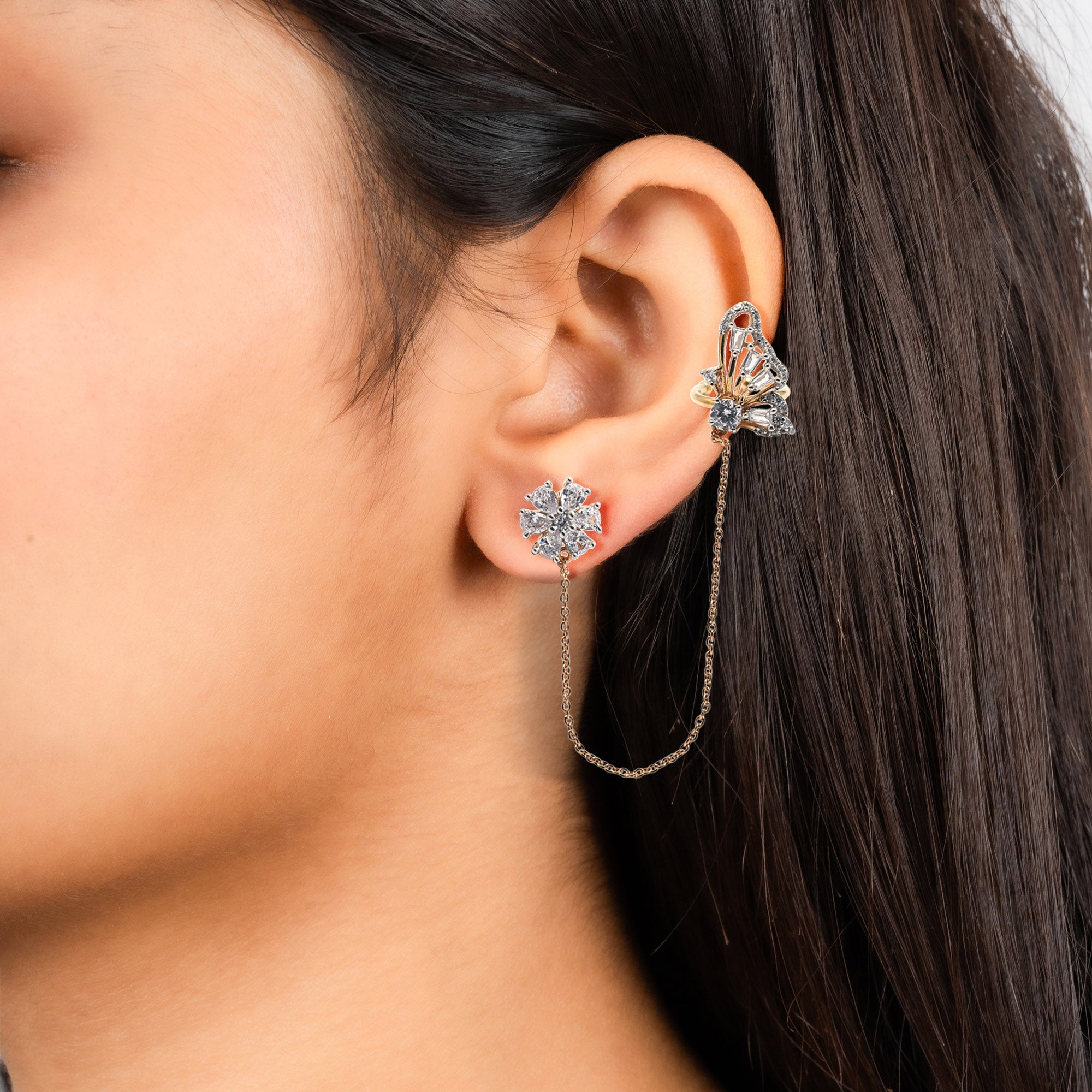 Elegant Yellow Gold Plated Butterfly Earrings