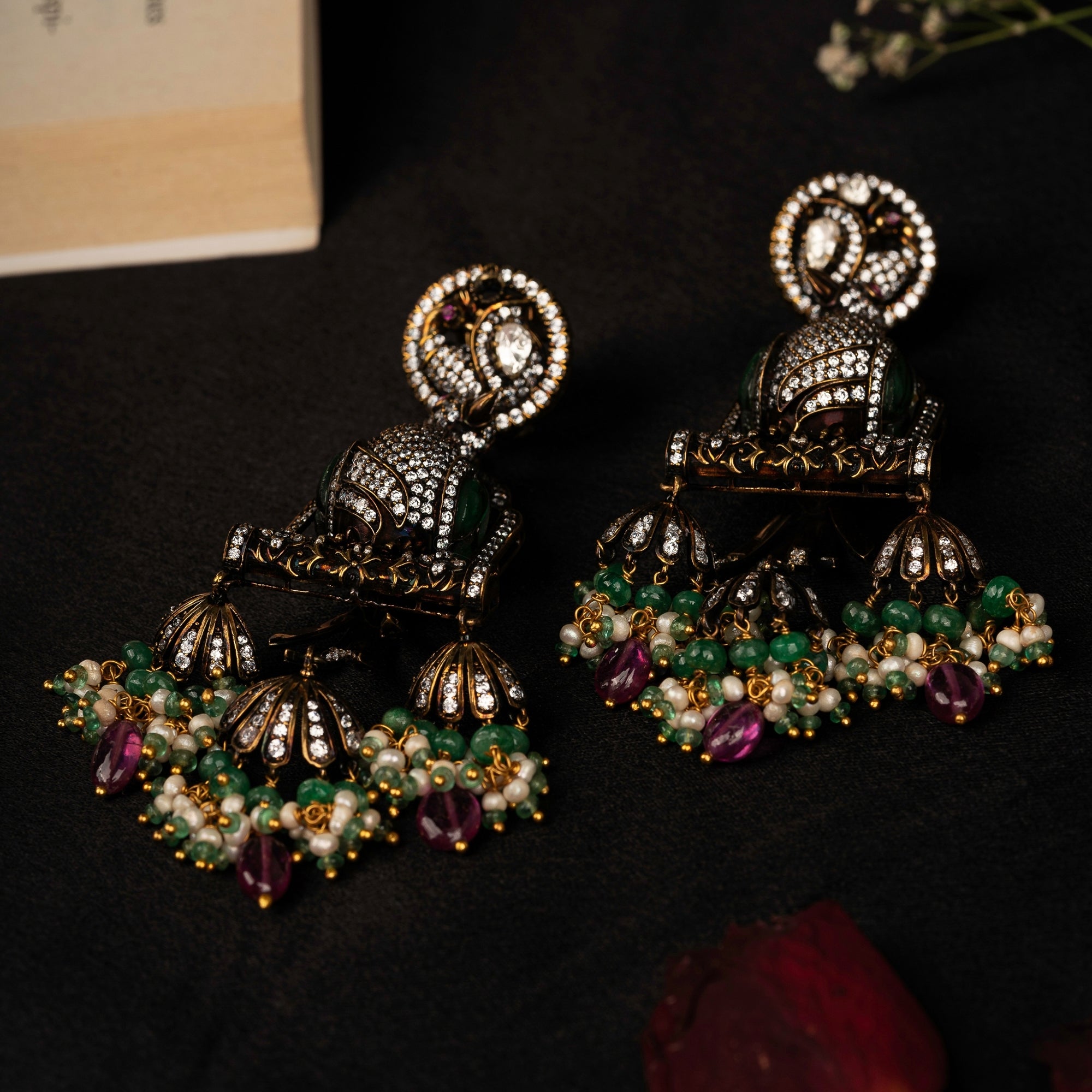 Antique Gold plated dangle earring