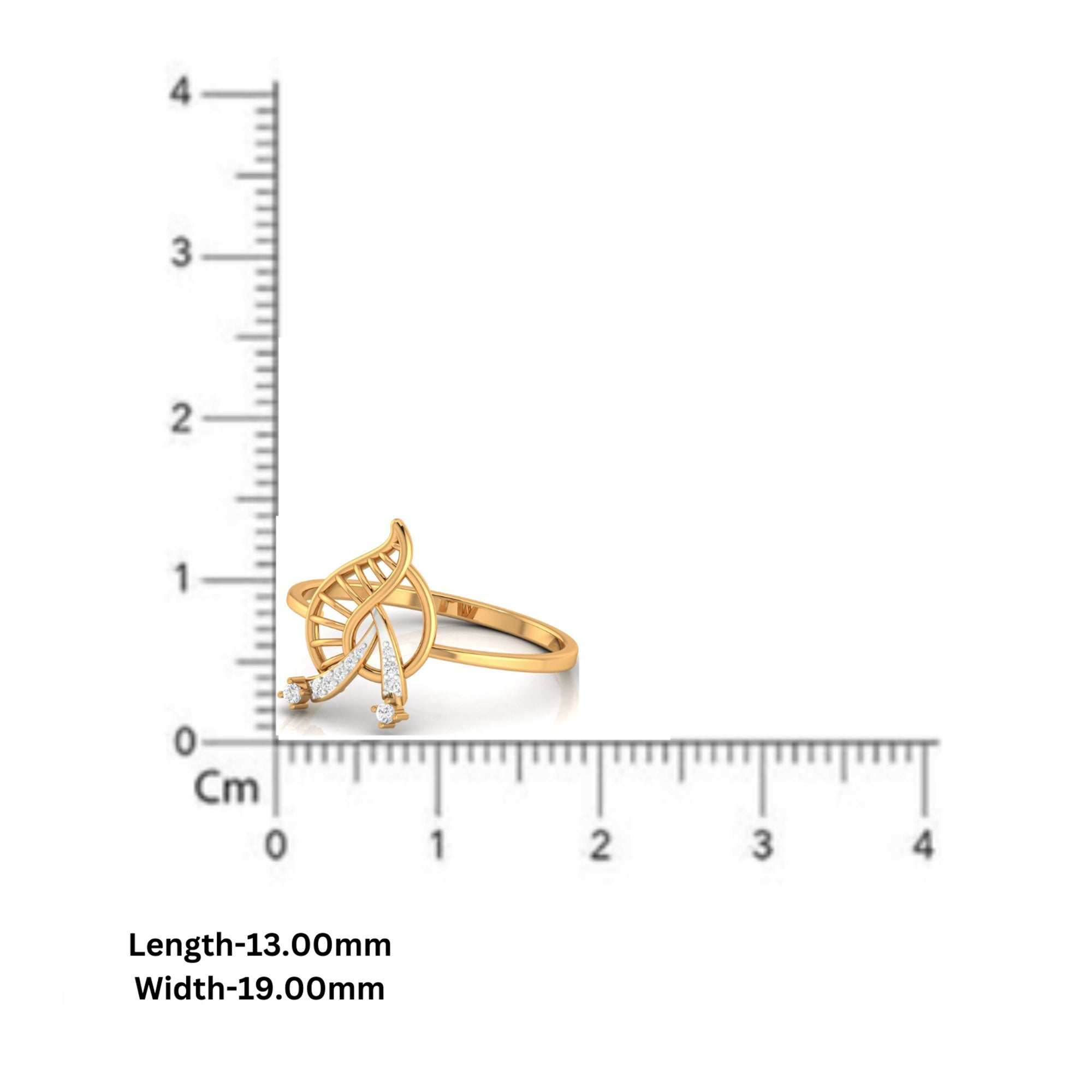 Adjustable Leaf Pattern Diamond Ring