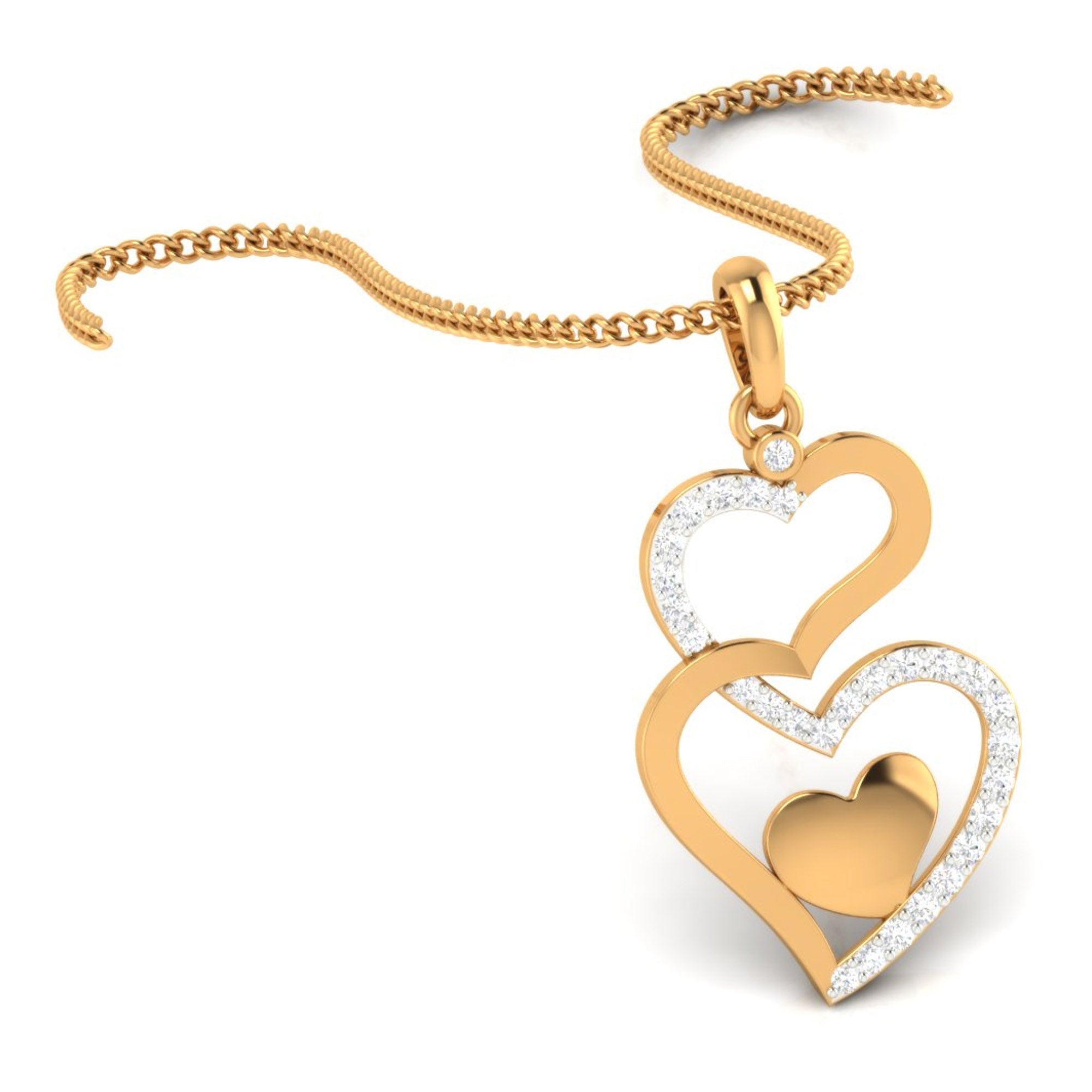Gold Plated Triple Heart Pendant