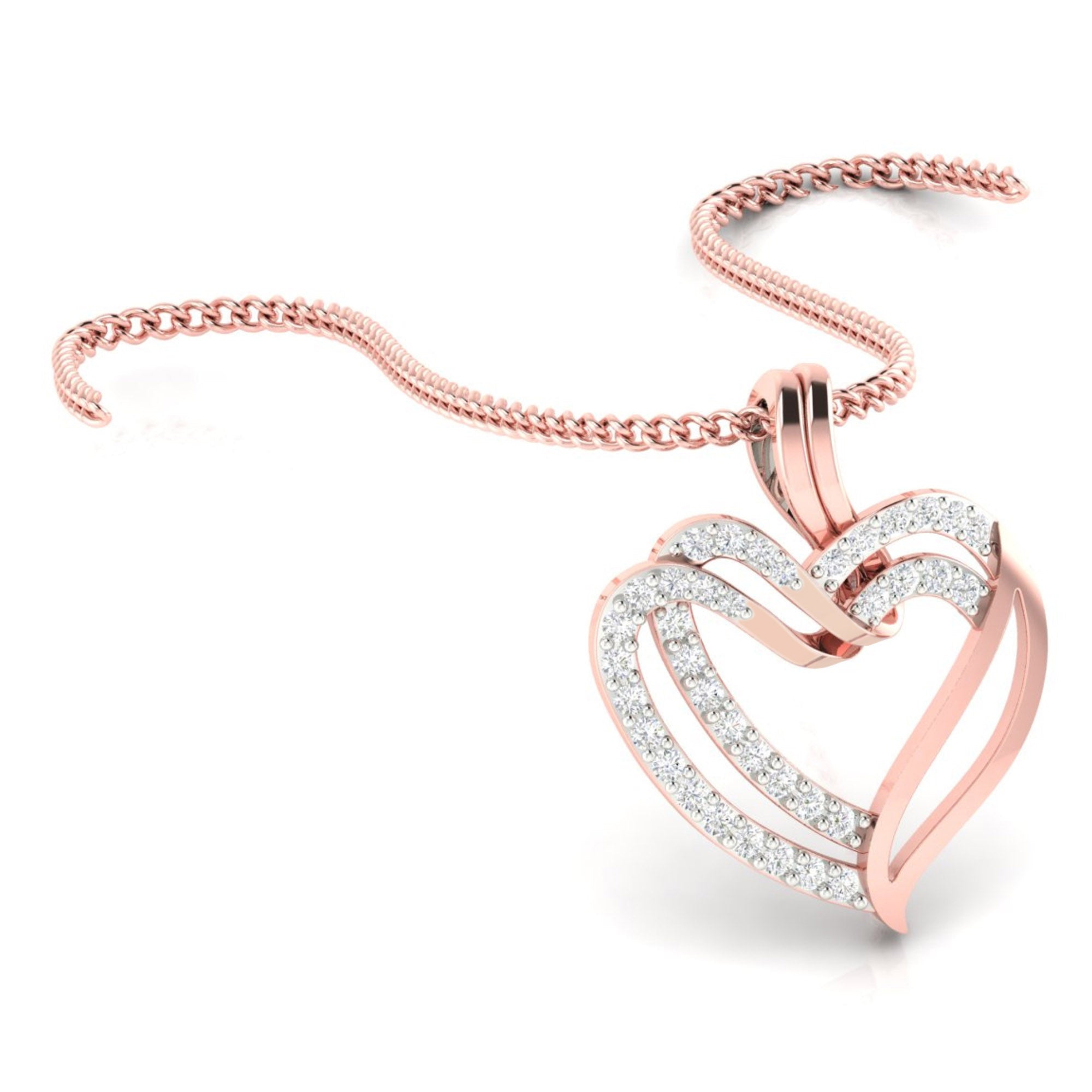 Twined Heart Rose Gold Pendant
