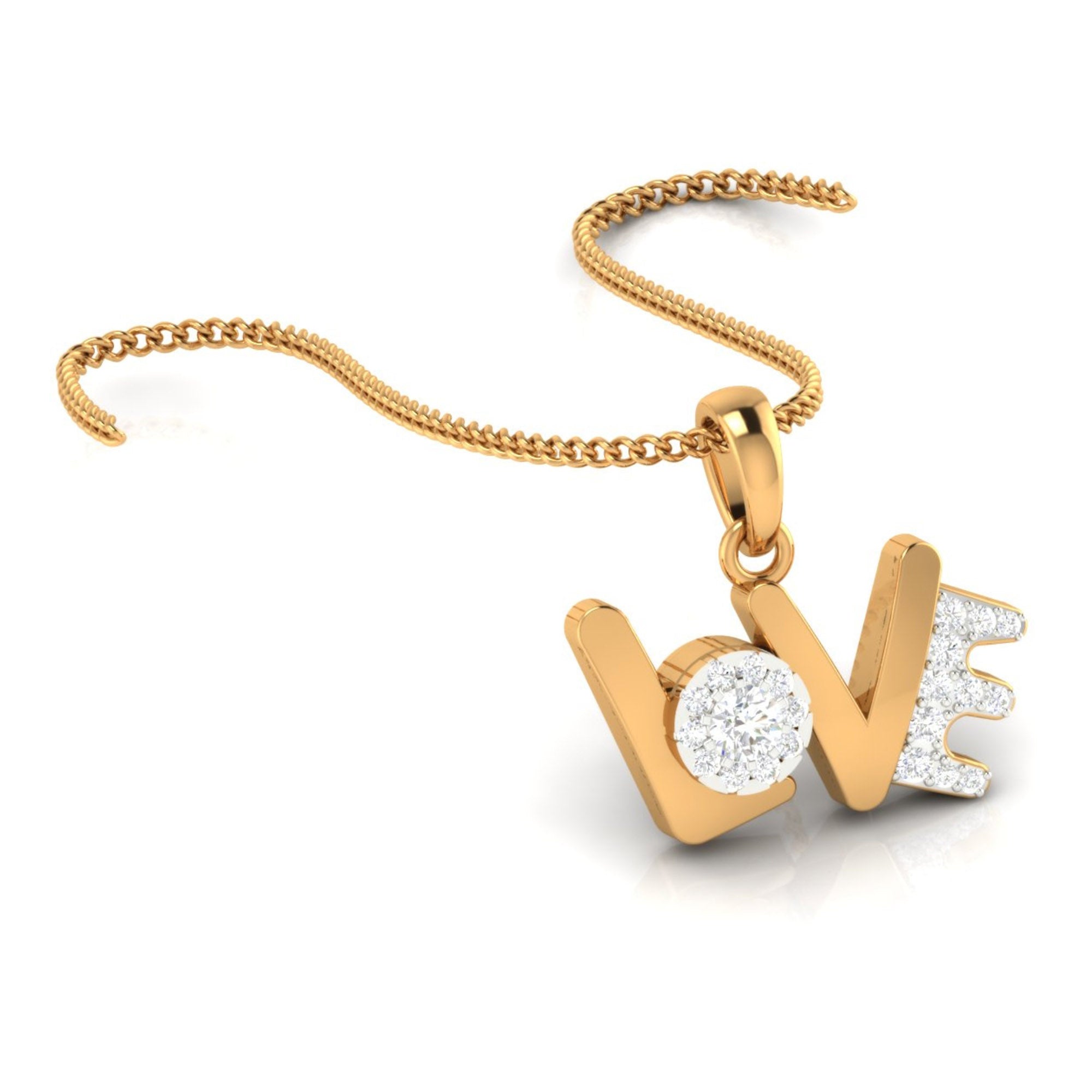 Gold Plated Love Script Pendant