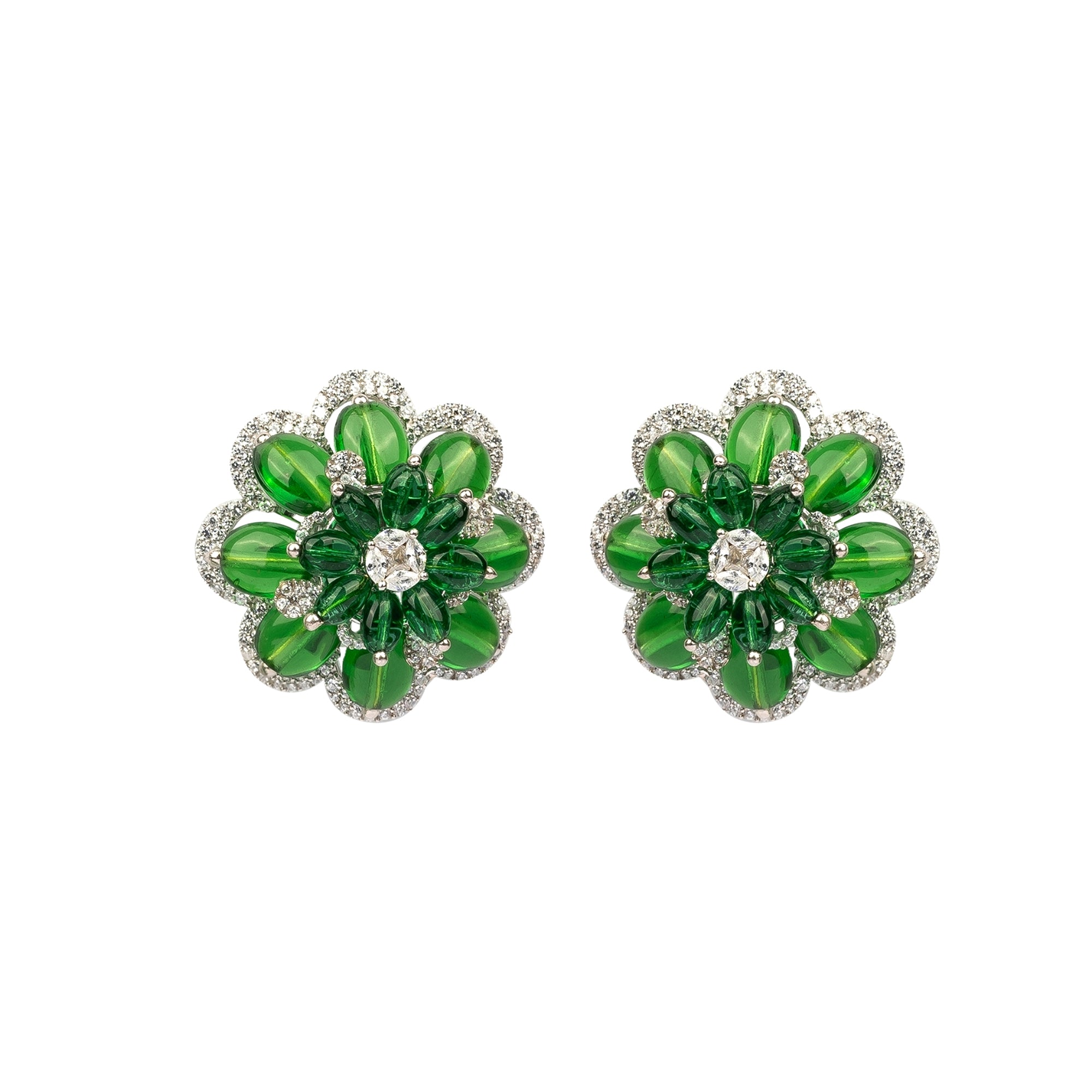 Radiant Green Flower Earring