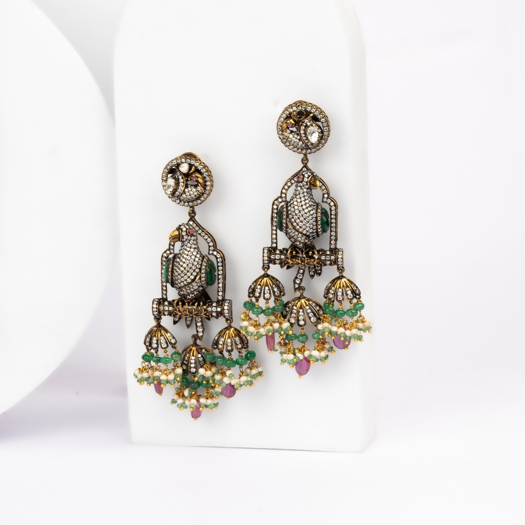 Antique Gold plated dangle earring