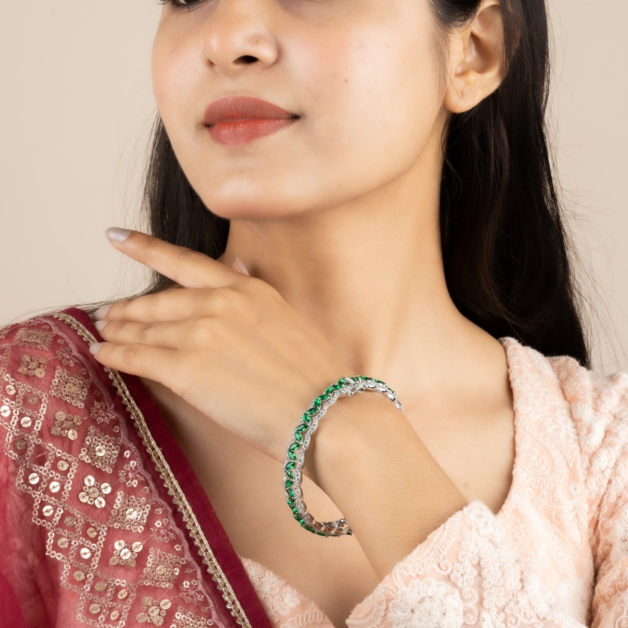 Elegant Green Emerald Bracelet