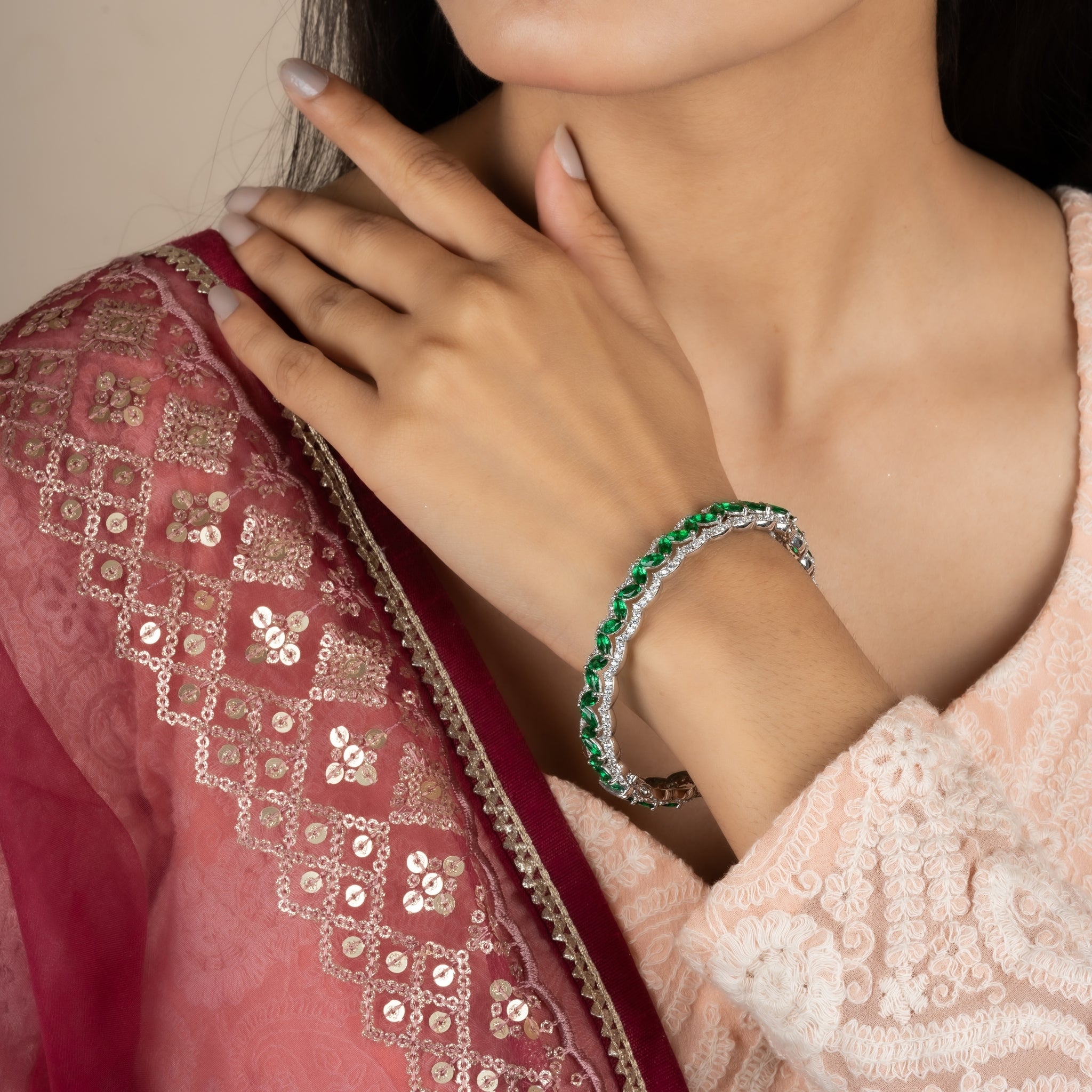 Elegant Green Emerald Bracelet