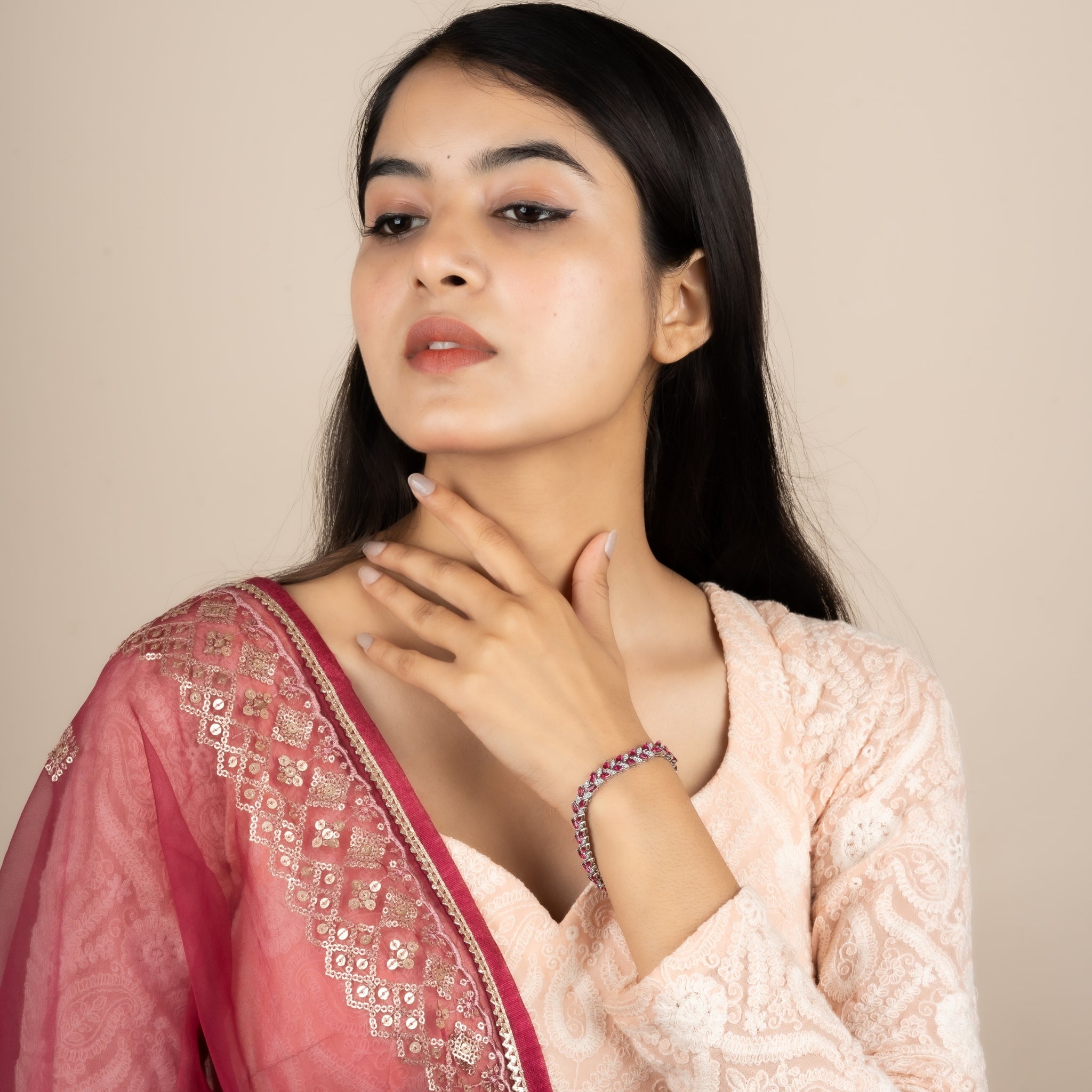 Lab Ruby Marquise Bracelet