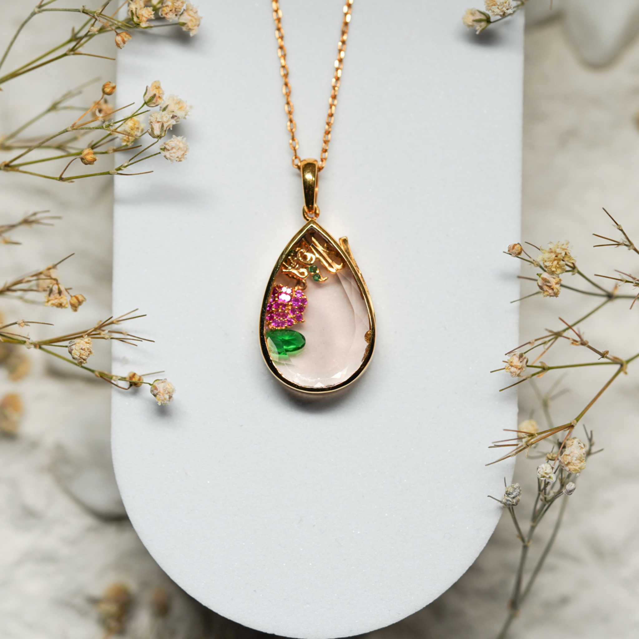Luxury Sterling Silver Pear Shaped Necklace