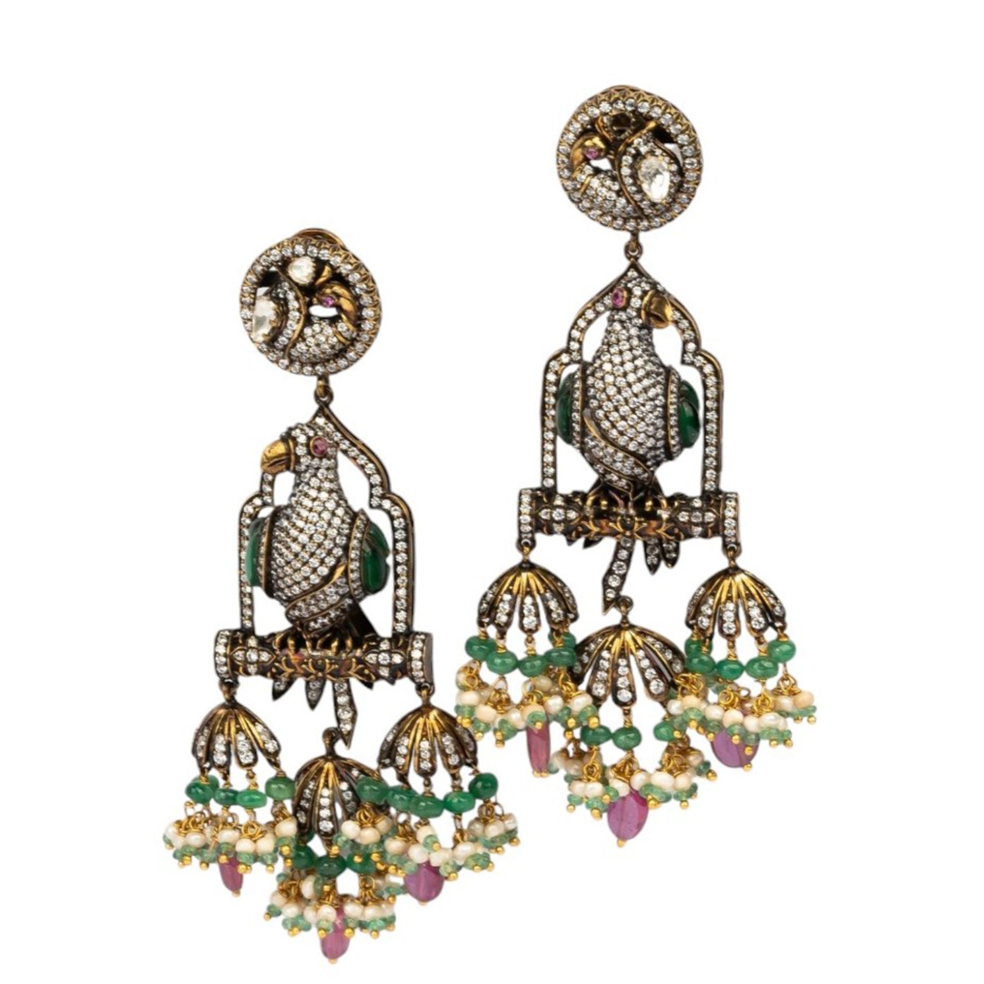 Antique Gold plated dangle earring