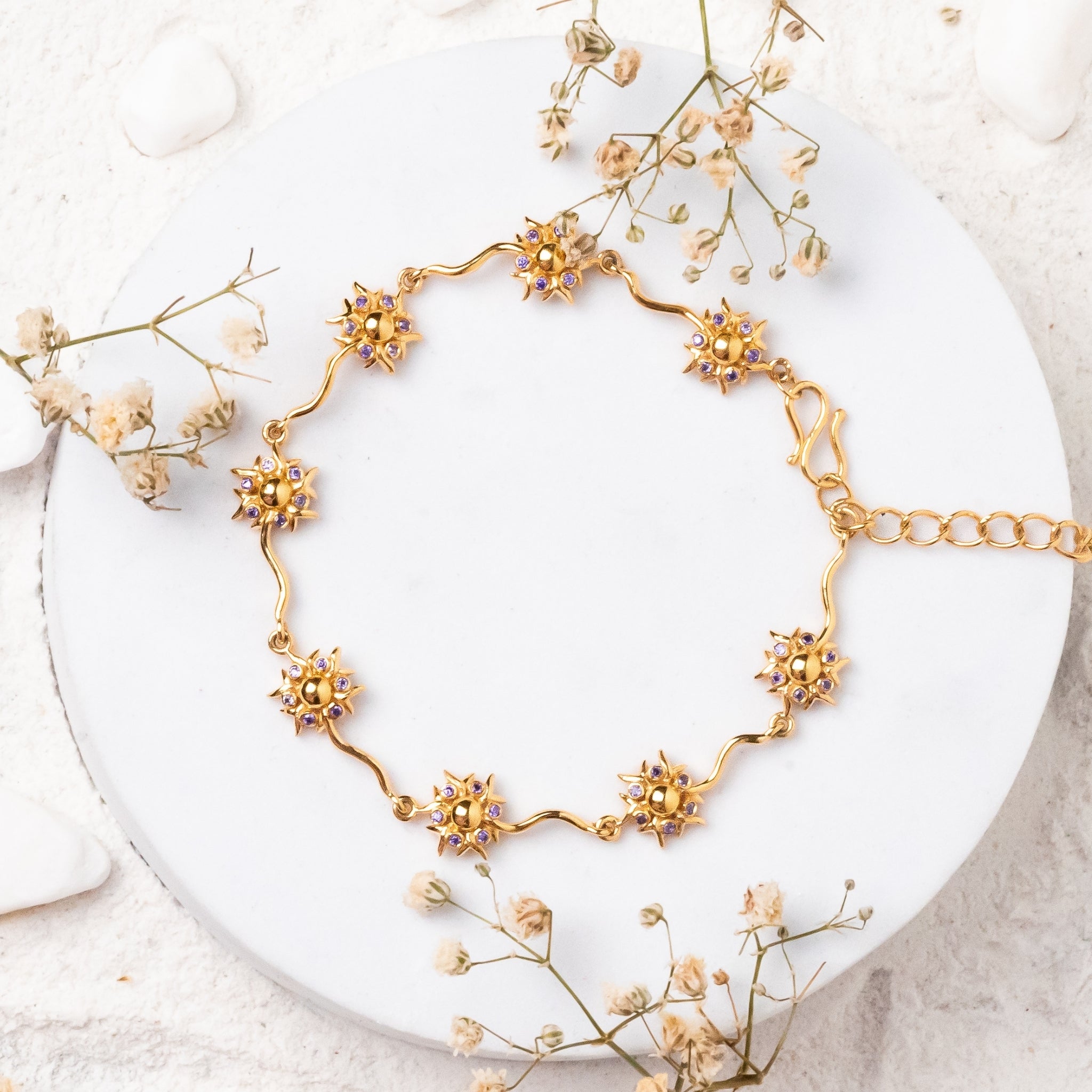 Delicate Floral Design Amethyst Necklace