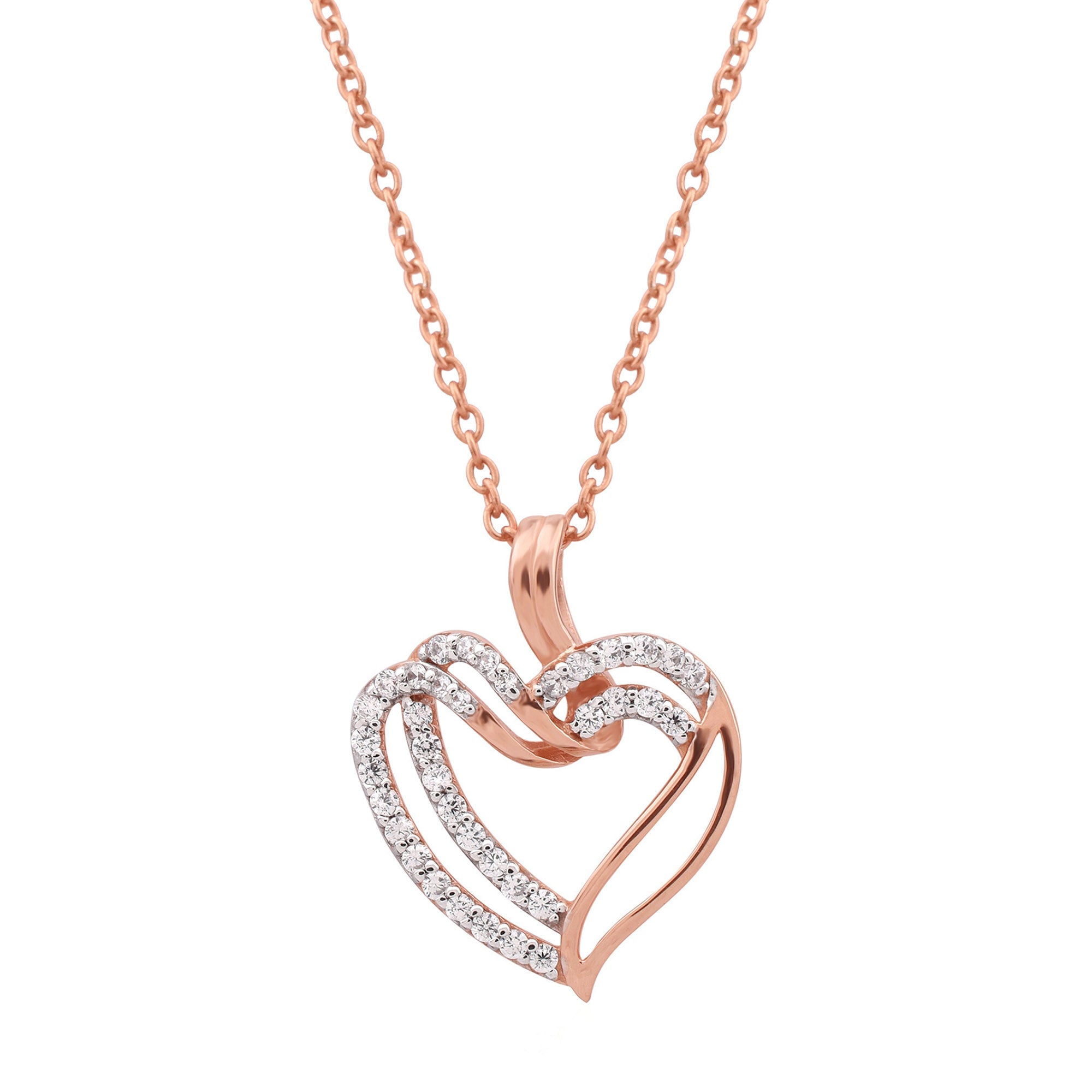 Twined Heart Rose Gold Pendant