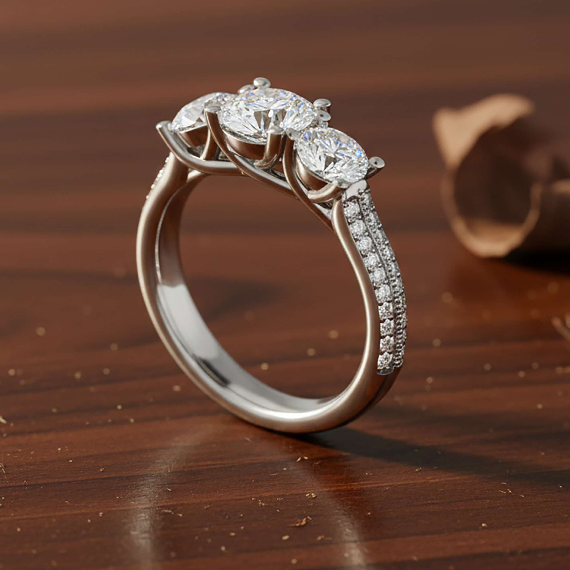 Stunning Three Stone Silver Ring