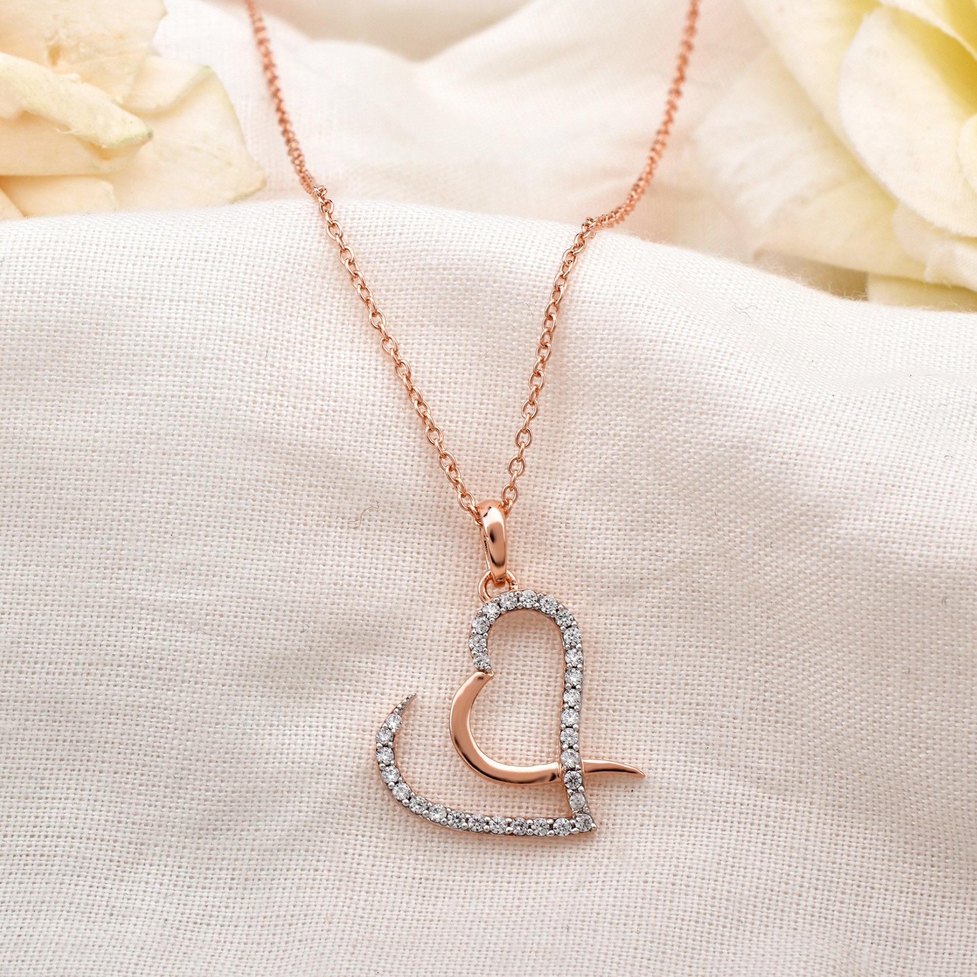Open Heart Rose Gold Pendant