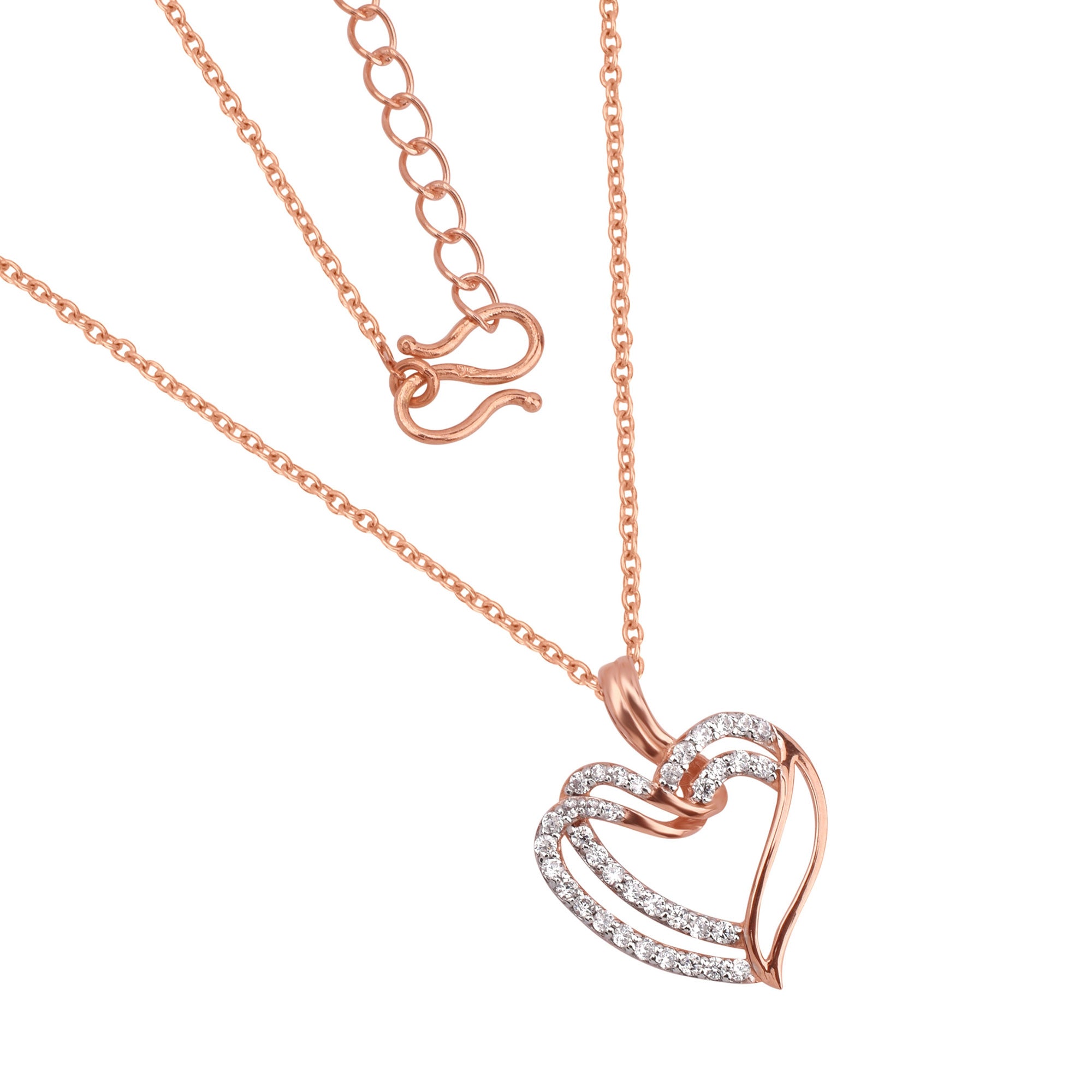 Twined Heart Rose Gold Pendant