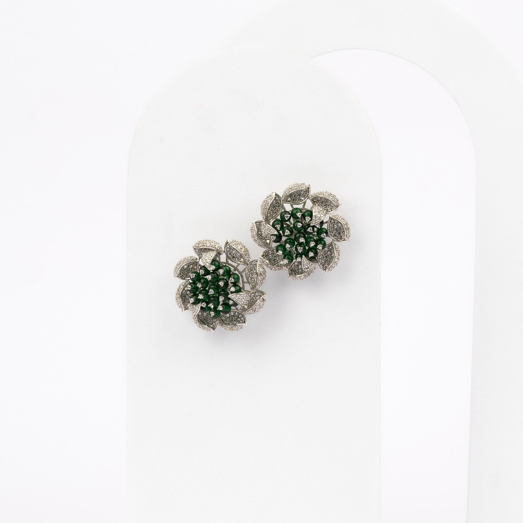 Green  jewel Bloom Earring