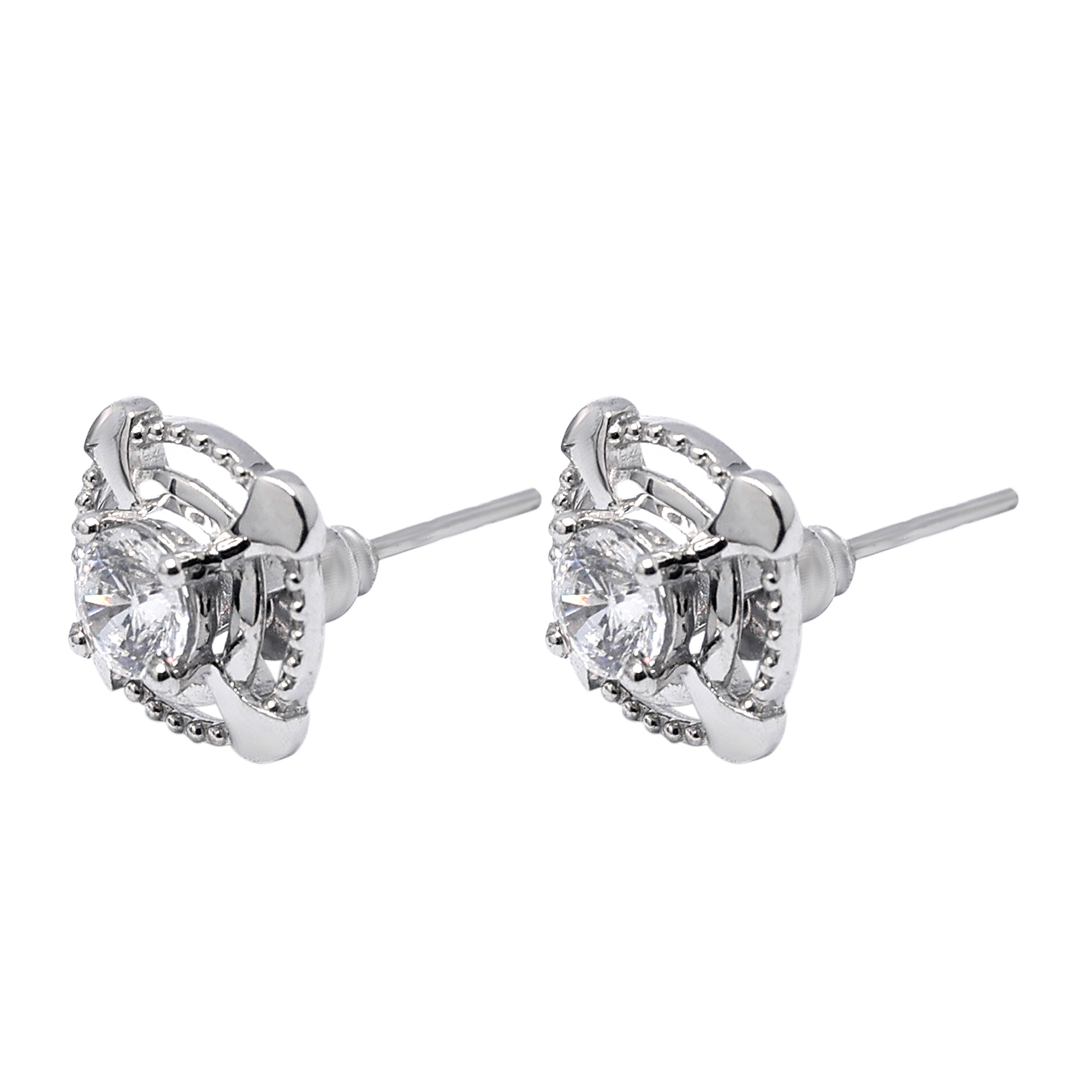 Milgrain Circular Diamond Stud Earrings